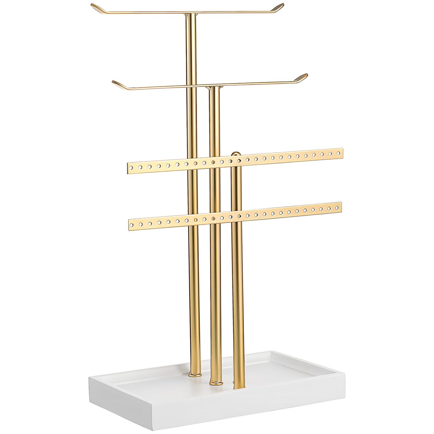 WRITWAA Jewelry Storage Rack Multi-Tier Jewelry Organizer Stand with Tray for Necklaces Earrings Rings Bracelets Desktop Display Holder for Home Vanity