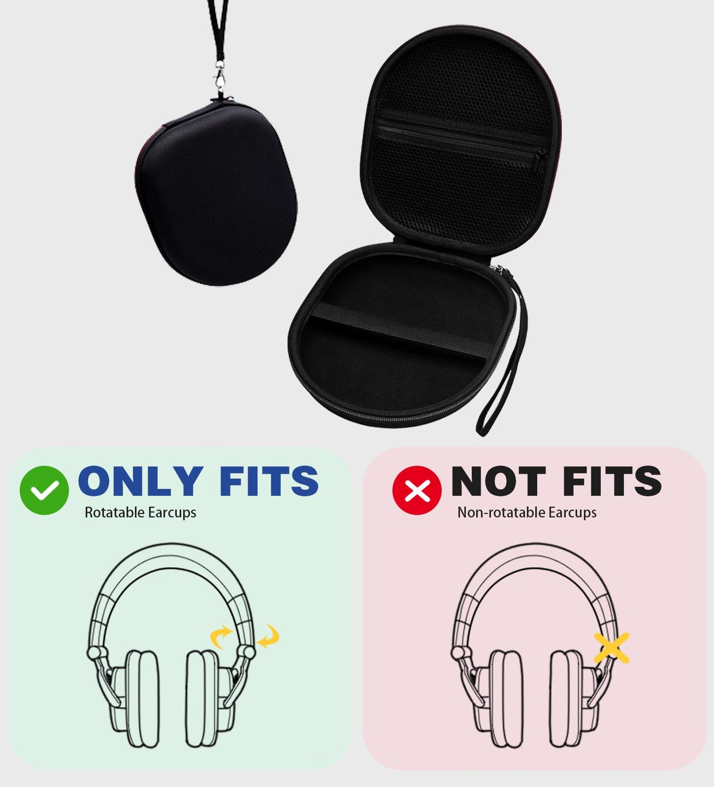 Headphone Headset Case Compatible with JBL/Sony/Soundcore by Anker/BERIBES/KVIDIO Wireless On-Ear Headphones, Black