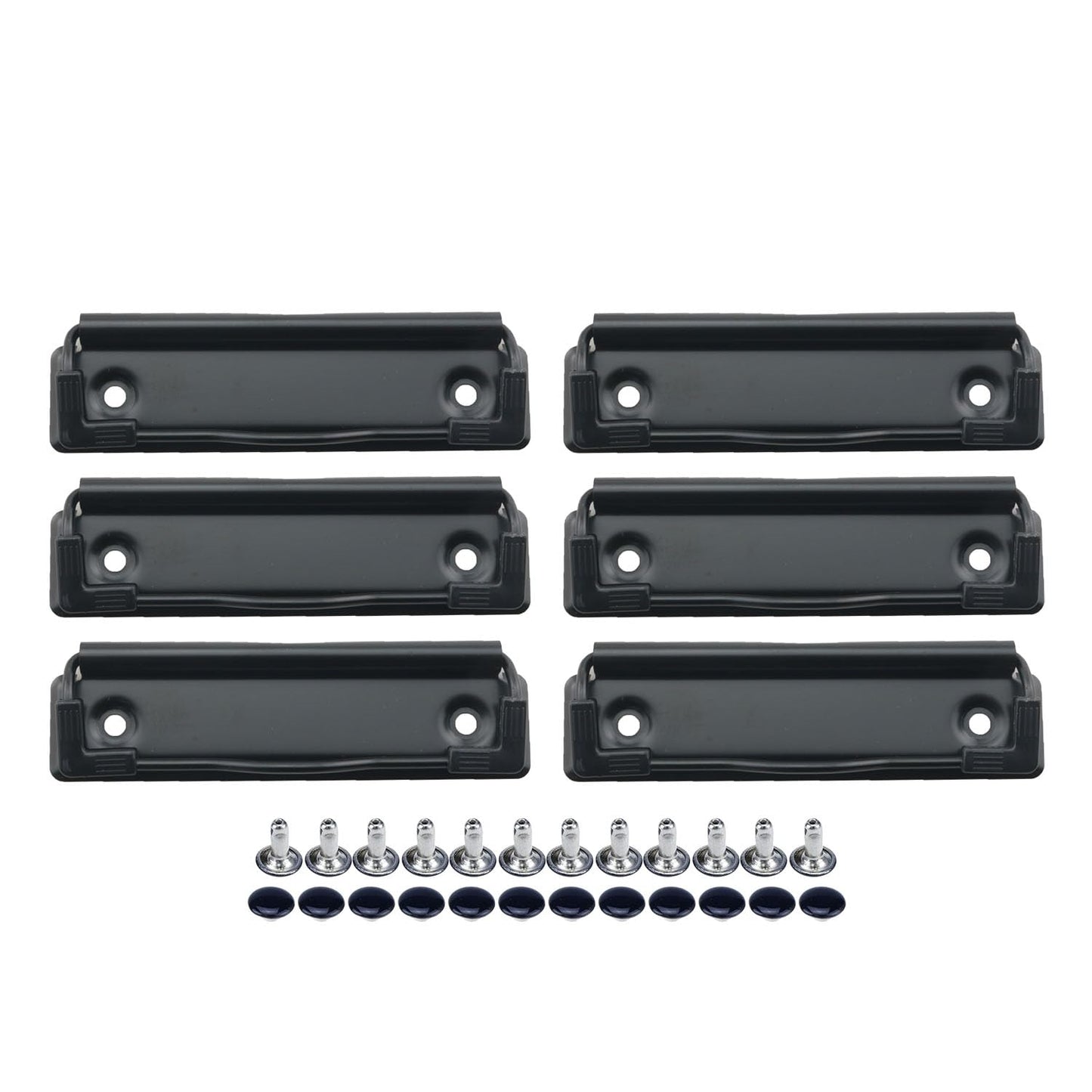 WELWIK 6PCS 2.8 Inch Long Black Polished Metal Clips with Rivets Mountable Clipboard Clamp Hardware Information/Documents/Menu Folder for Displaying Artwork