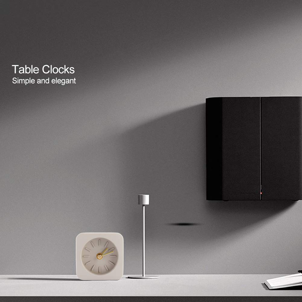 Qcwwy Simple Square Cement Desk Clock for Office Home Living Room Decor - and Unpretentious - Ideal for Nordic and Minimalist (Sandstone Brown), Qcwwyi1szgq4cbf-12