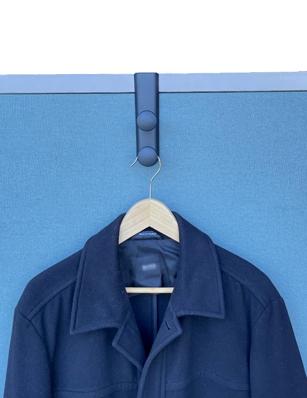 Tetra-Teknica Cubi-pro CWH03 Over-The-Panel Cubicle Partition Wall Garment Hanger with Double Posts, 2 1/2" - 3" Panels, Black