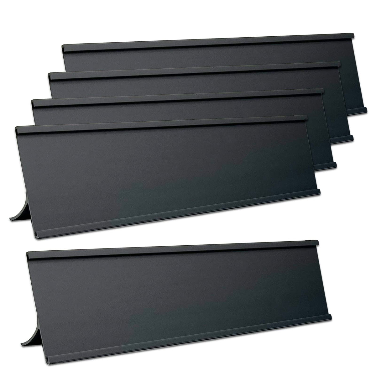 5 Pack 2" x 8" Aluminum Desk Name Plate Holders,Office Business Desk Sign Holder for Meeting Room or Other Business Event (Black)