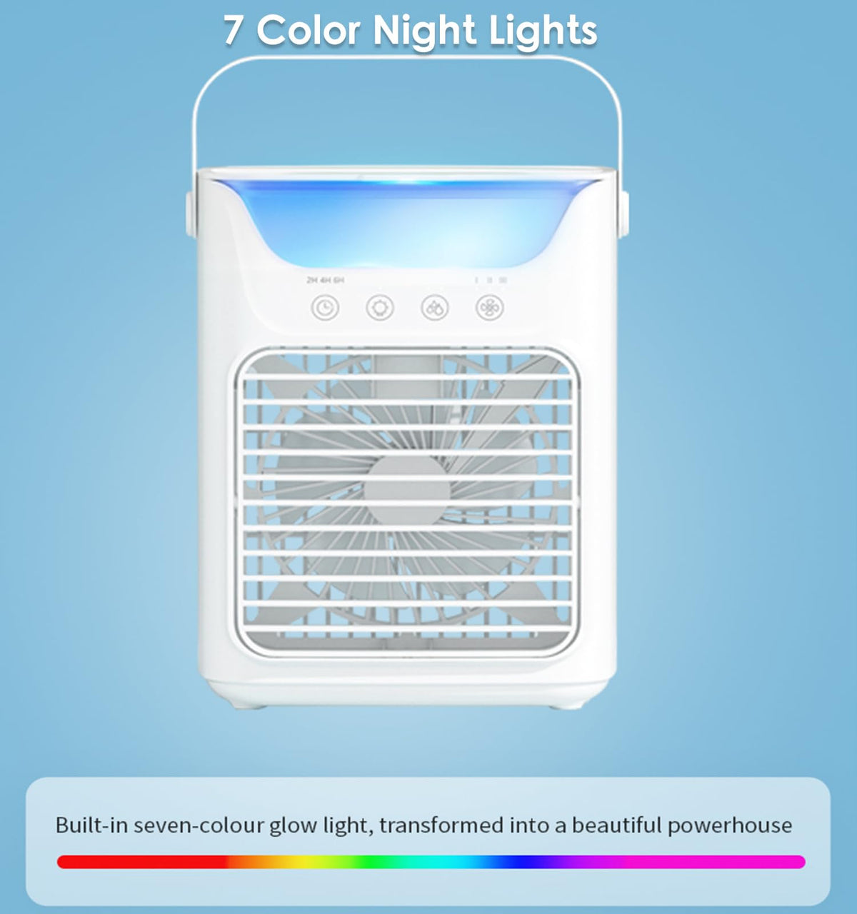 Portable Air Conditioners Personal Air Cooler, 3 in 1 Evaporative Air Cooler with 3 Wind Speeds, Large Water Tank, LED Night Lights, 6H Timer, Air Cooling Fan for Bedroom Office