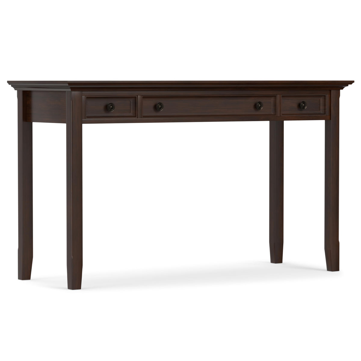 SIMPLIHOME Amherst Desk and Bookcase Bundle - 54 inch Wide Solid Wood Desk with Drawers and 30 inch Wide 5-Shelf Bookcase in Russet Brown, Transitional Home Office Furniture (Set of 2)
