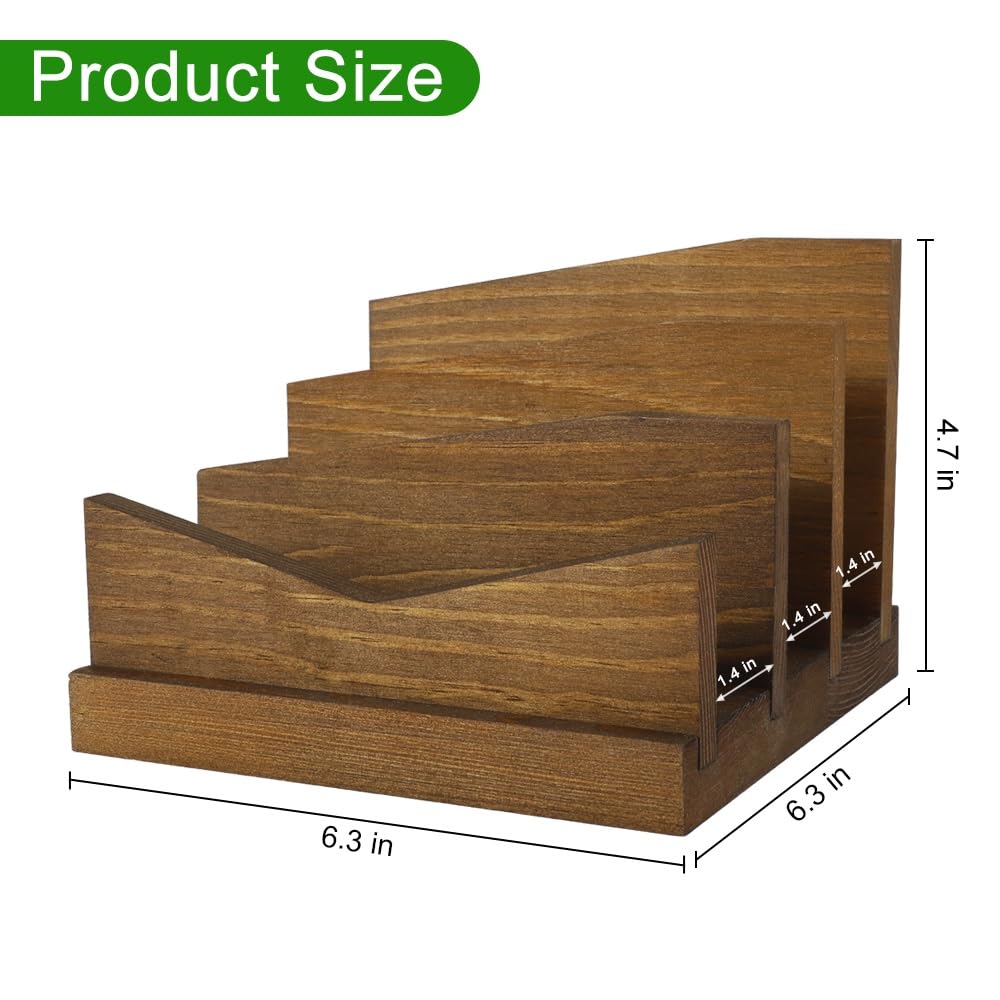 Picowe Desk Mail Organizer Wooden Mail Holder, 3 Slots Letter Holder Organizer Envelope Organizer for Home Office