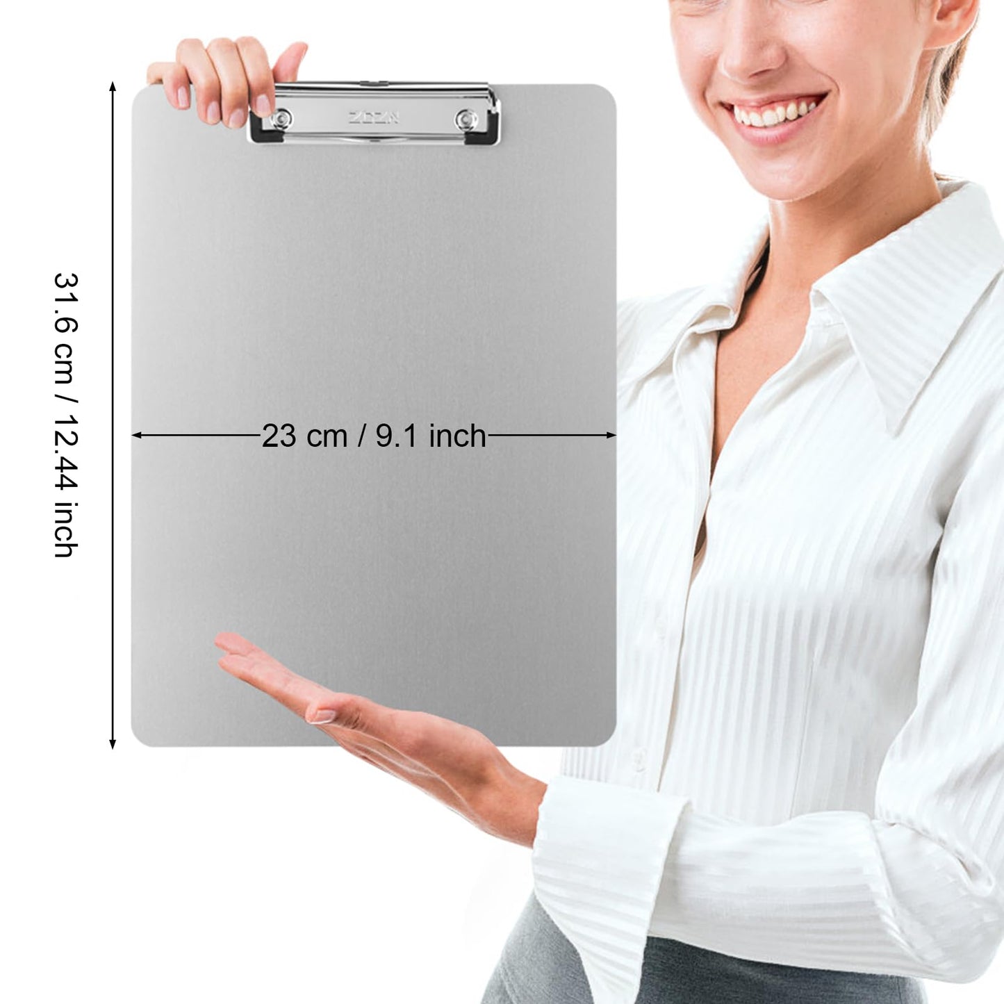 ZCZN Metal Clipboards, 2 Pack Heavy Duty Aluminum Clipboards 12 x 9 Inches, A4 Letter Sizer Document Holder with Low Profile Clip, Suitable for School, Office, Jobsite or Medical Staff, Silver
