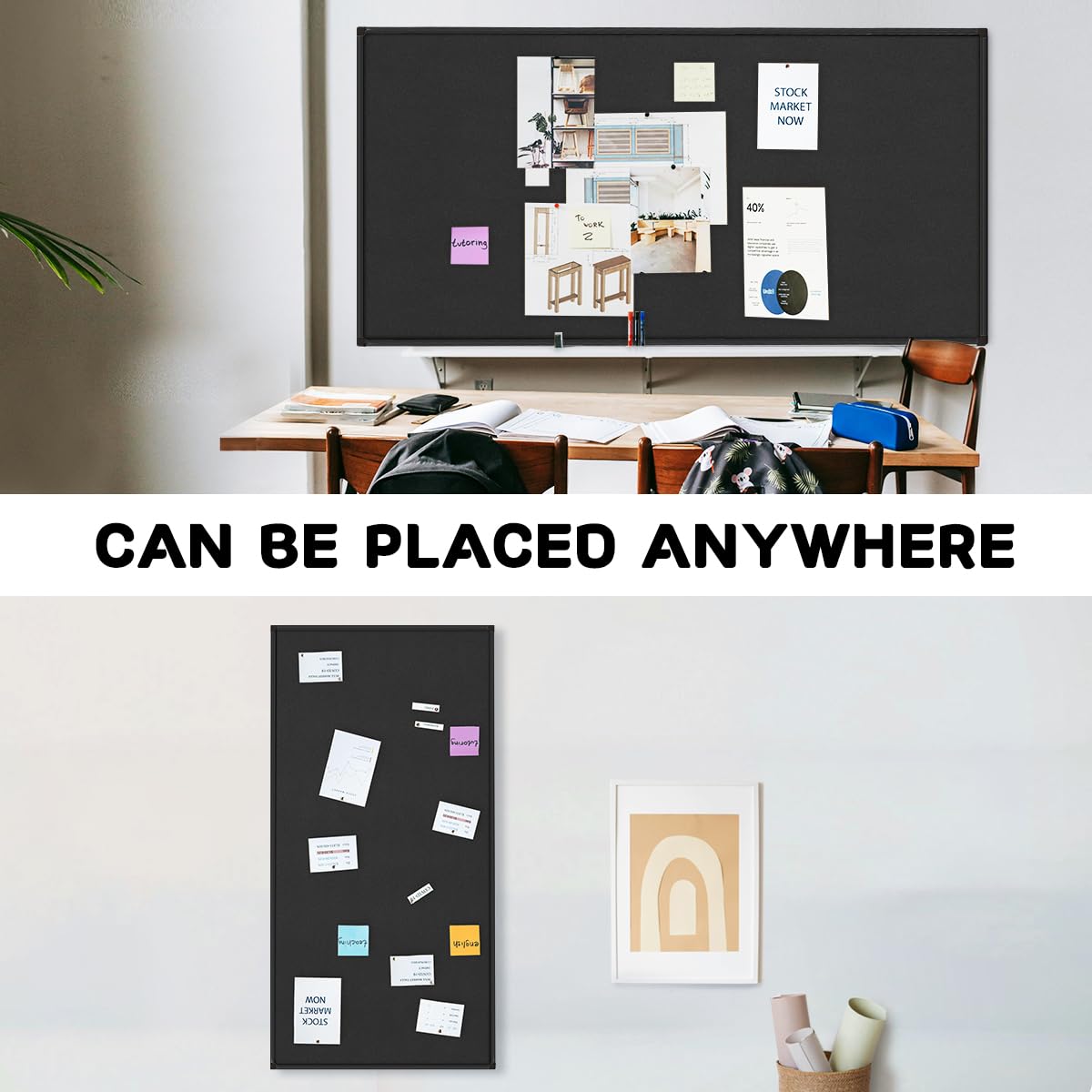INNOVART Extra Large Cork Bulletin Board 96"X48" with 40 Push Pins, Corkboard with Black Aluminum Frame, Cork Notice Board Message Board for Wall, Wall Mount Framed Pin Board for Home, Office, School