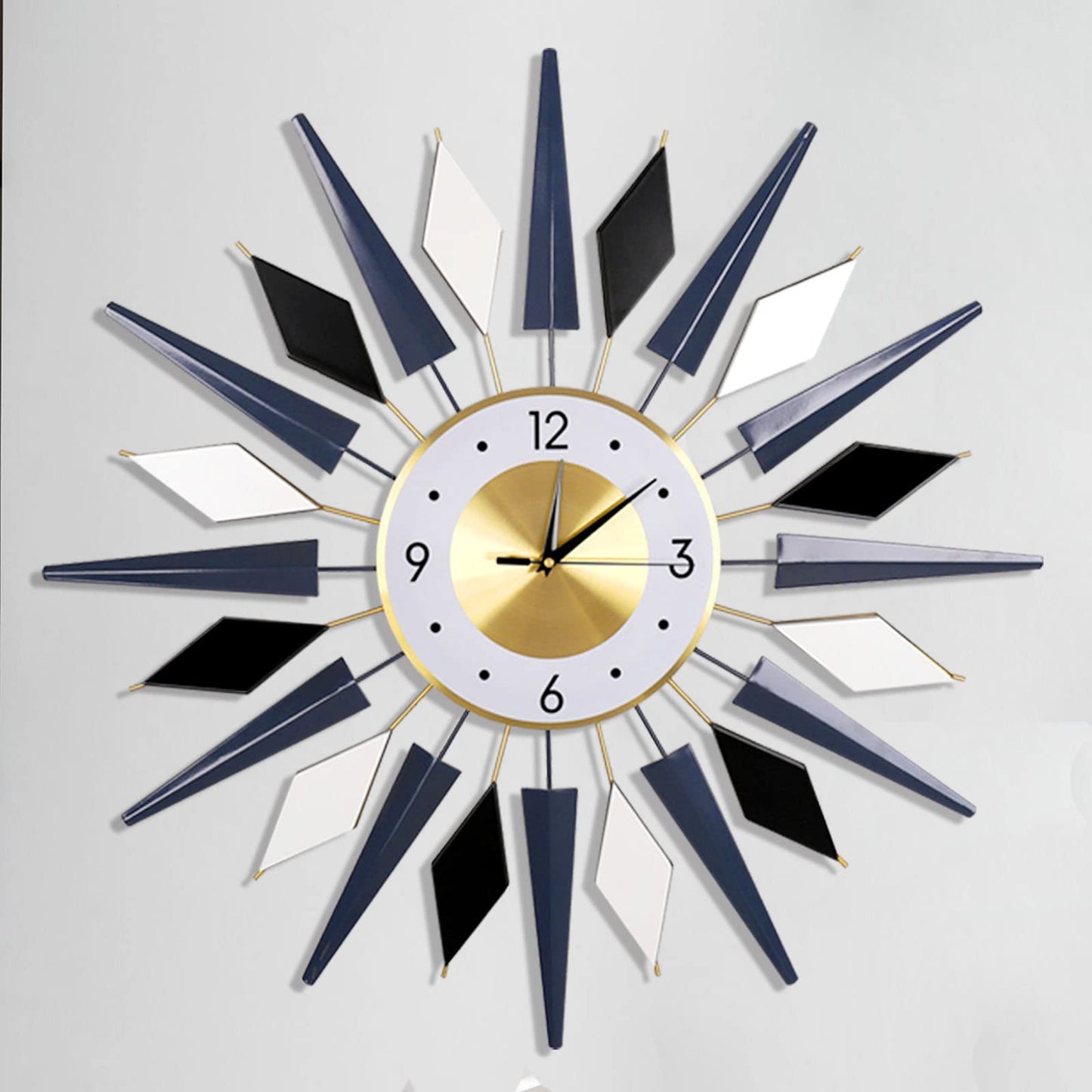 JUGV 28 Inch Modern Metal Unique Design Large Silent Wall Clocks Battery Operated Non Ticking, Wall Clock for Living Room Kitchen Office Decor