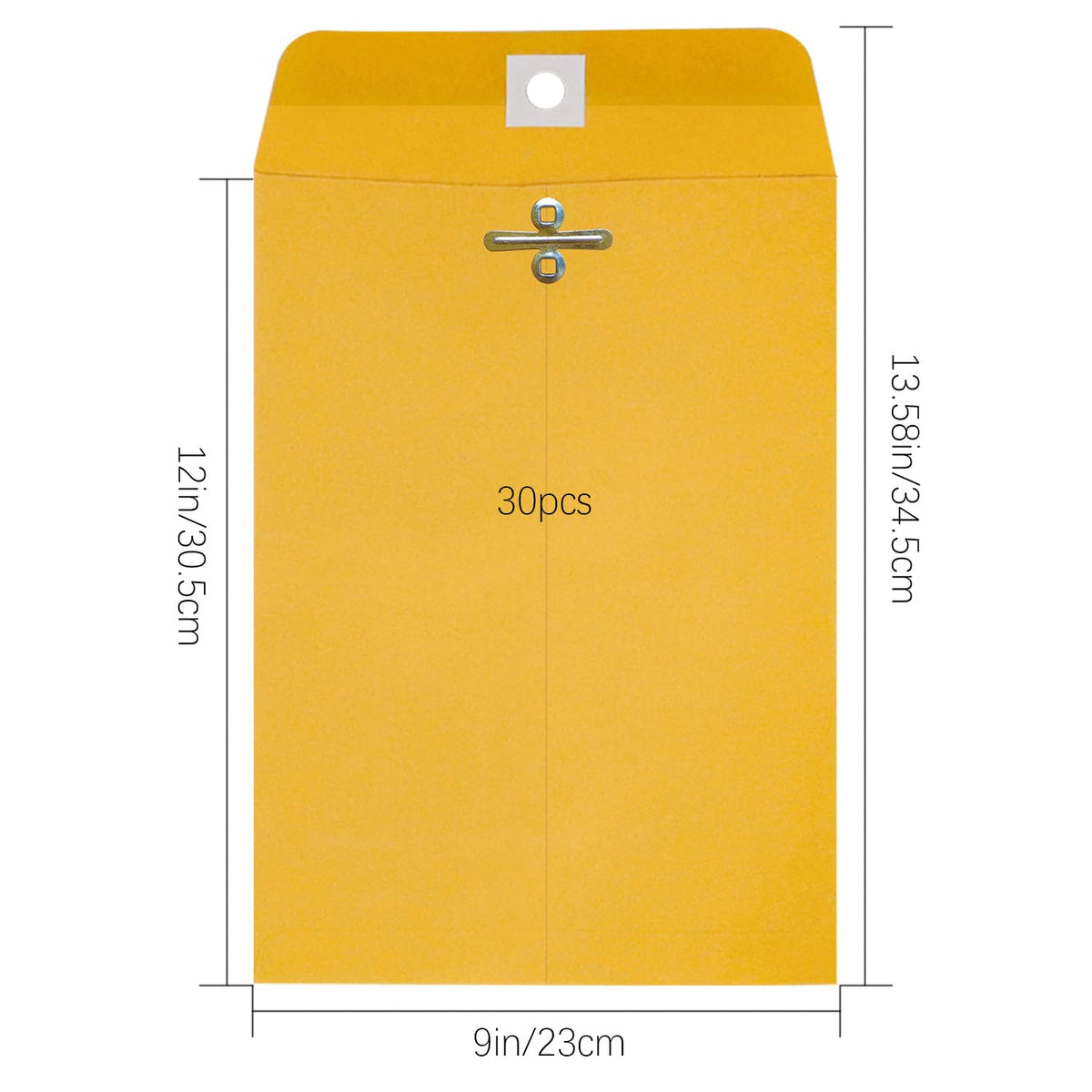 9” x 12” Clasp Envelopes with Gummed Seal Brown Pack of 30
