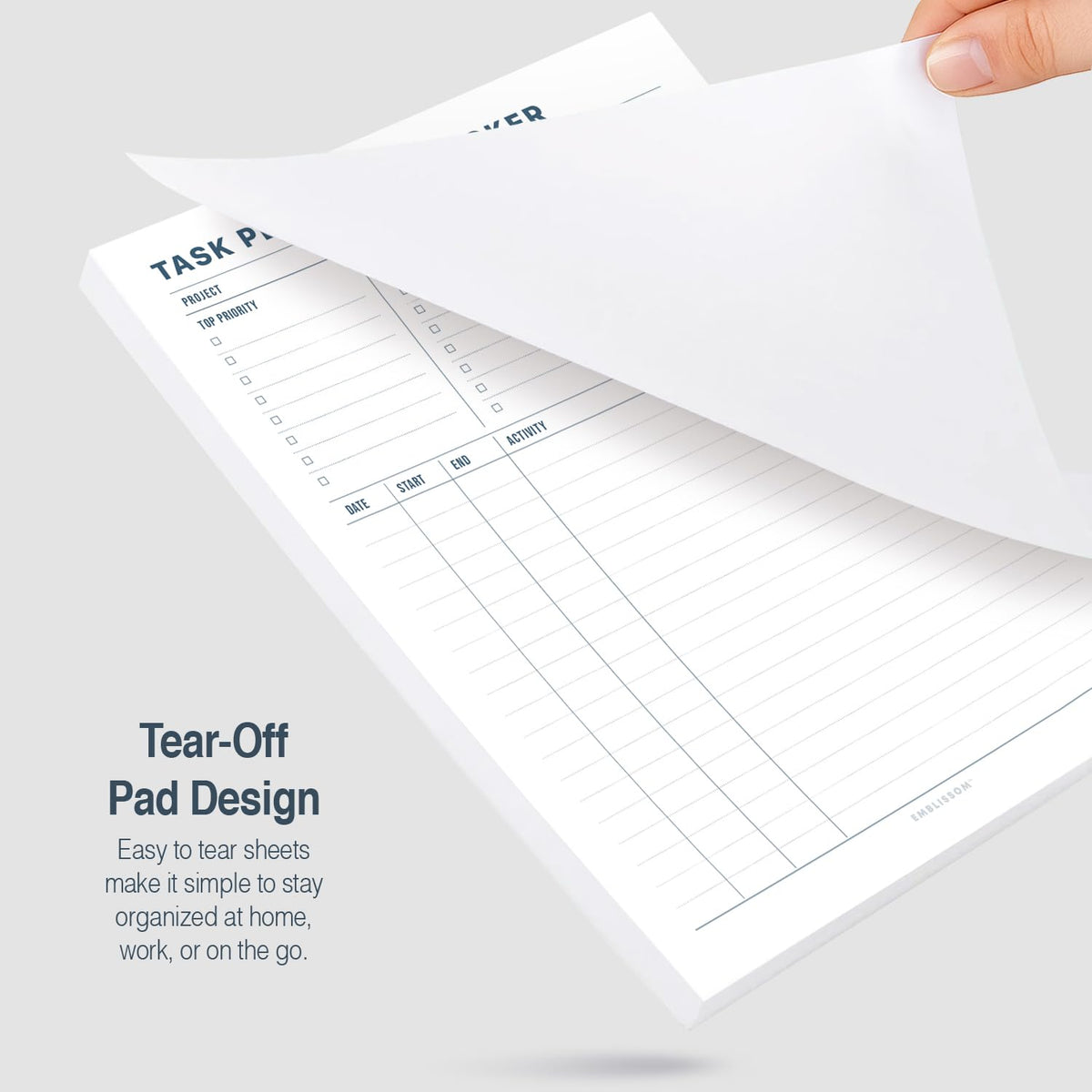 Task Planner & Tracker 8.5 x 11 Tear-Off 70 Sheet Planner Pad – Project Organizer with Time Log, Top Priority, Follow-Up – Notepad for Home & Office (White, Minimalist, 2 Pack)