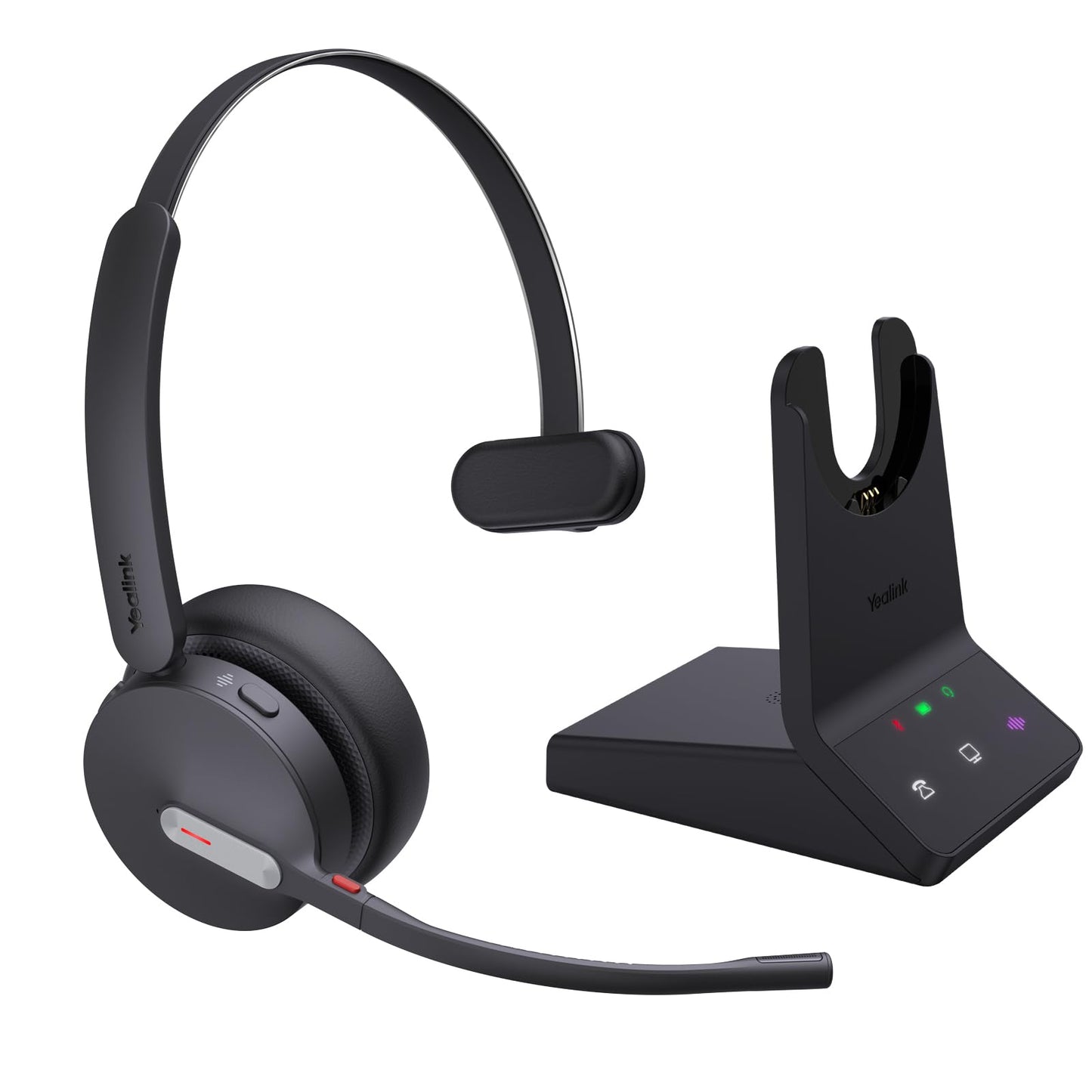 Yealink WH64 Mono UC DECT & Bluetooth Wireless Headset, 606ft Range, Single On Ear Work Headphones with 3X Noise Cancelling Mic, 26 Talk Time, Office Desk IP Phone, PC, Computer