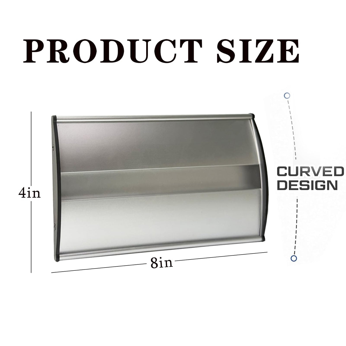 Set of 5 Curved Name Plate Holder 8" x 4" Wall Mount Office Business Door Sign Holder Aluminum Sturdy Office Sign Frame with Adhesive Tape Film for Business Cubicle Custom Display - Silver