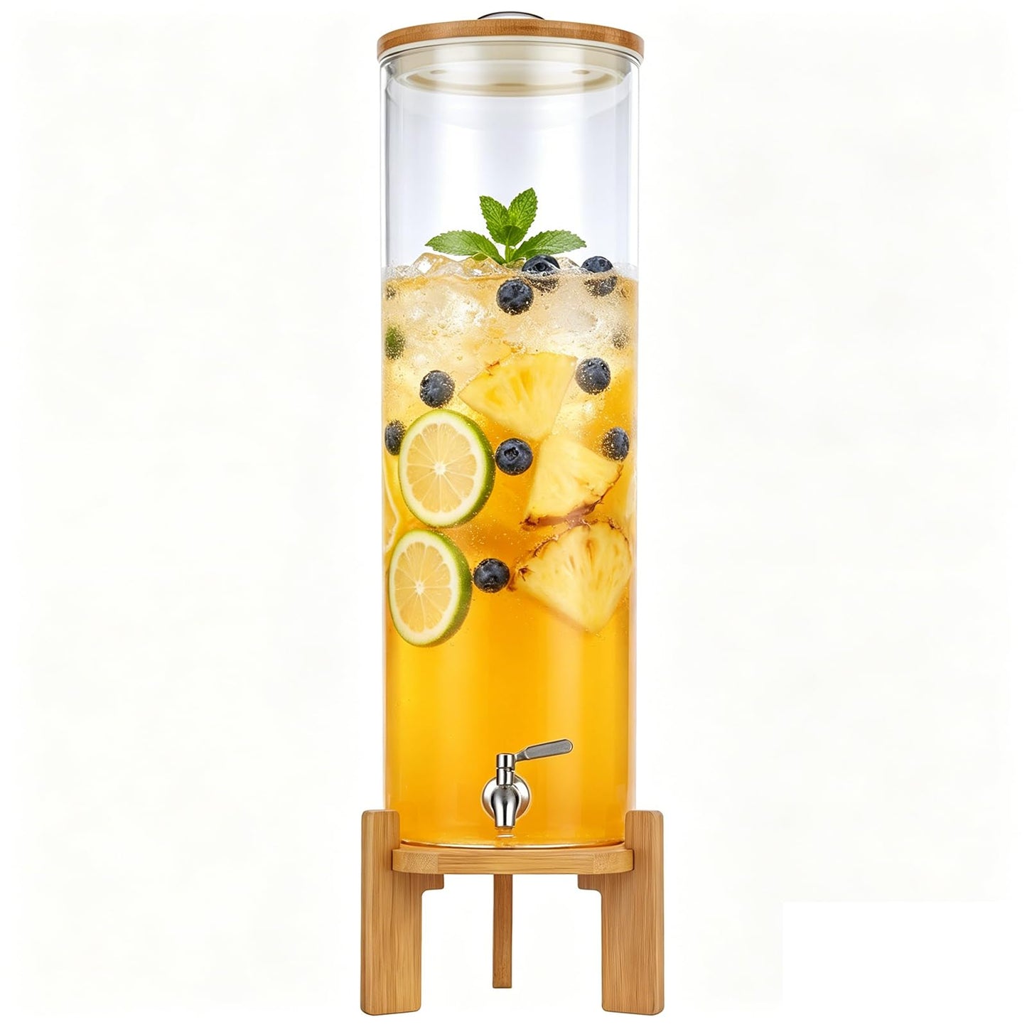 TOCLIU Beverage Dispenser, 4Gallon Glass Drink Dispenser with Stand, Stainless Steel Spigot, Ideal for Parties, Bars, Restaurants (15L/4 Gallon)
