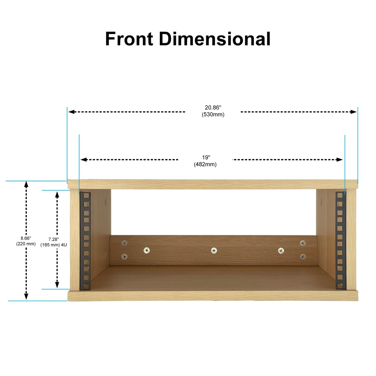 fmuser 4U Wooden Desktop Studio Rack, Standard Rack for Equipment in Golden Oak Finish,The Perfect Solution for Keeping Your Studio Tidy and Organized