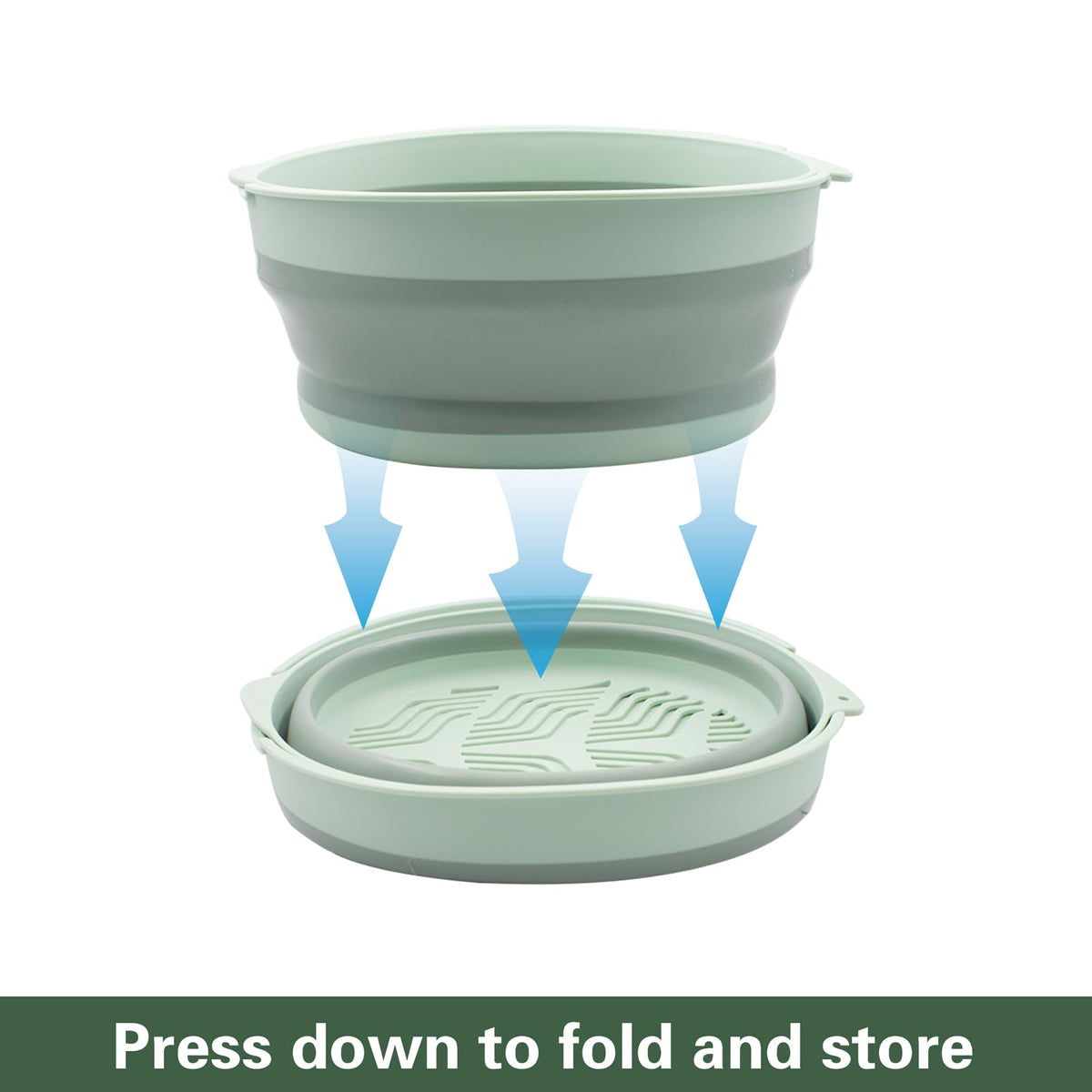 2 Sets 2 in 1 Collapsible Colander Set Including Sink Basin & Strainer Bowl, Foldable Silicone Fruit Washing Basket, Portable Vegetable Washing Tub for Kitchen, RV, Camping (Grey & Green)
