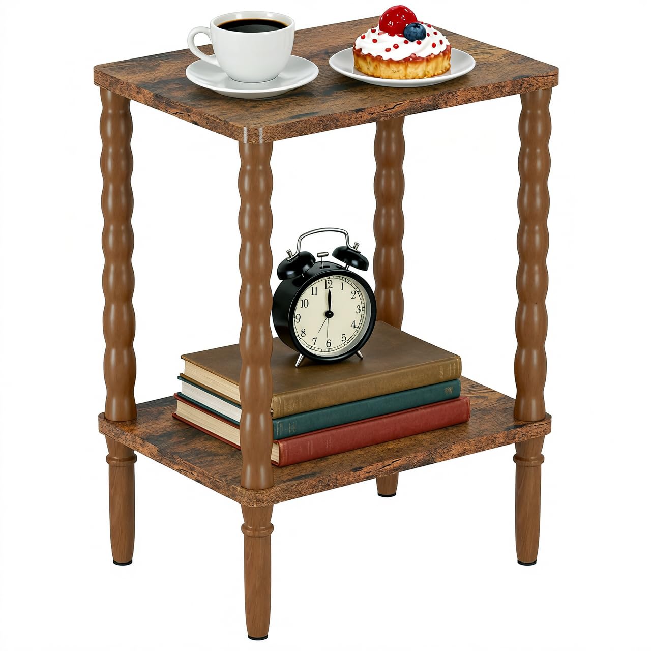 pikpuk Small Narrow Side Table, Vintage End Table - Skinny Bedside Nightstand for Small Spaces, Couch/Recliner Accent Table for Bedroom Living Room Nursery, No-Tool Assembly (Rustic Brown)