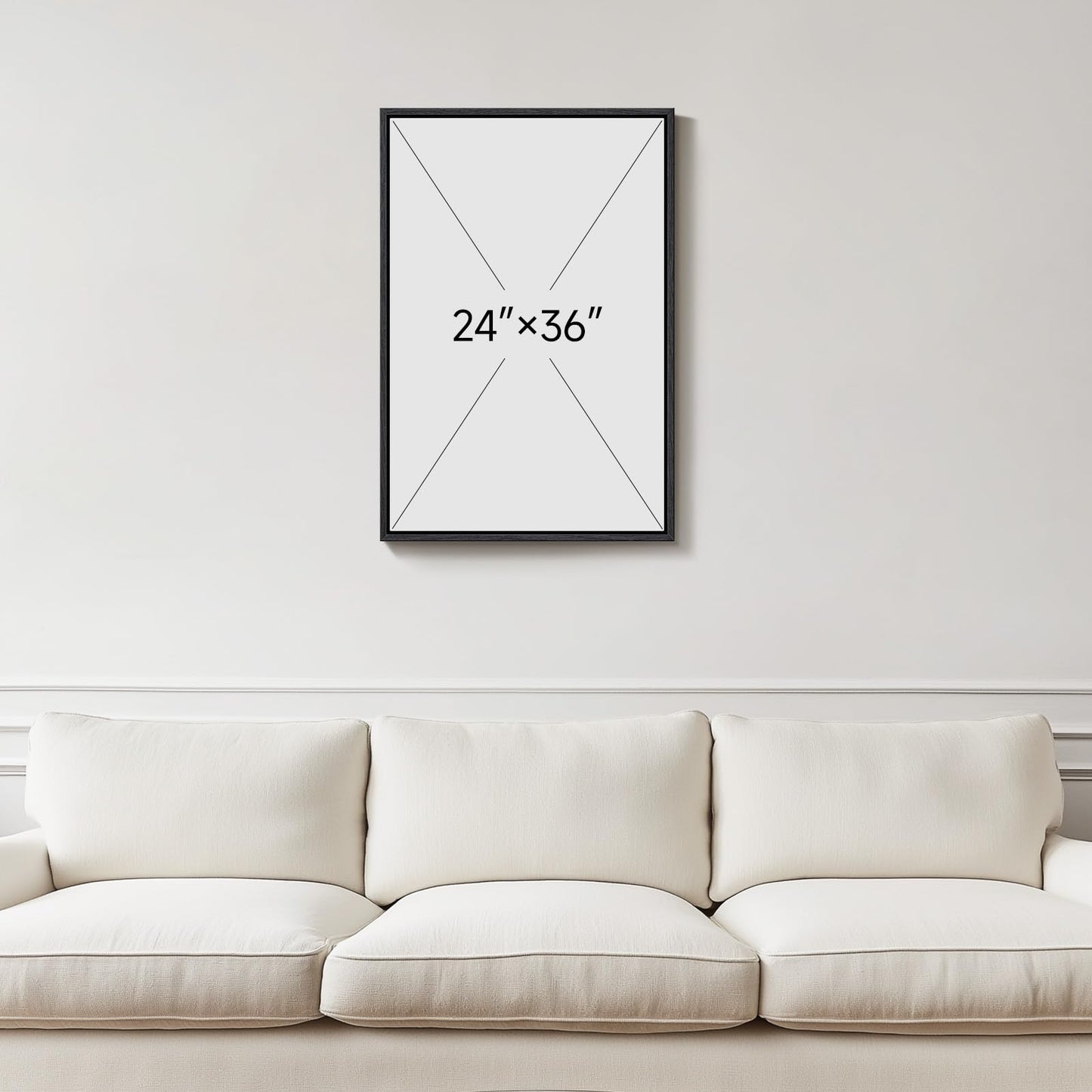 Framed Mid Century Modern Moon Phase Wall Art for Living Room, Neutral Brown Beige Boho Geometric Print Canvas Artwork for Walls, Vertical Pictures Wall Decor for Bedroom Home Office Hallway, 24x36 In