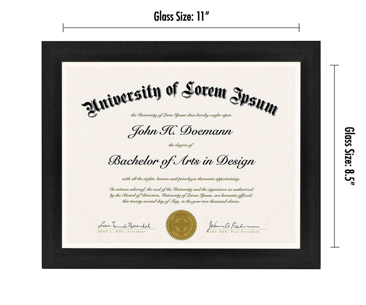 Americanflat 8.5x11 Diploma Frame with Shatter-Resistant Glass - Set of 2 - Document Frames with Engineered Wood - Legacy Collection - Certificate Frame for Tabletop and Wall Display - Black