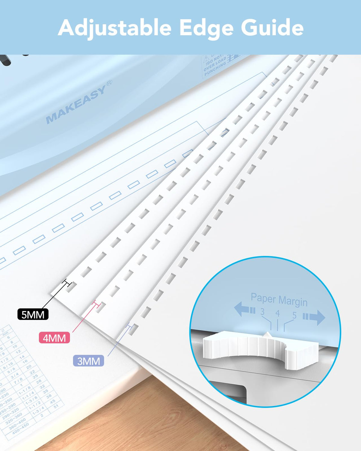 MAKEASY Binding Machine, 21-Hole, 450 Sheets, Comb Binding Machines with 1 Box Comb Bindings Spines, Comb Binder for Letter Size, A4, A5 Paper