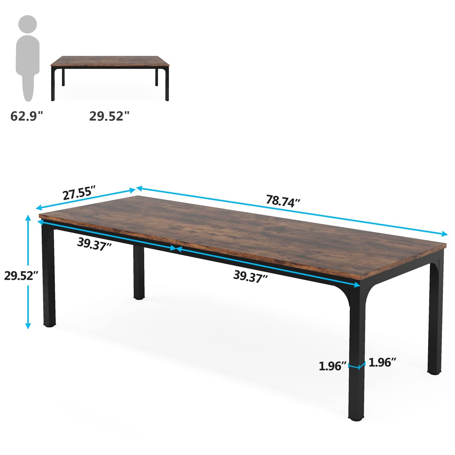 Tribesigns 6.5FT Conference Table, 78.7-Inch Rectangle Meeting Seminar Table, Large Business Tables for 6-8 People (Only Table)