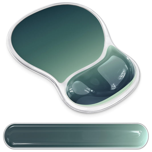 AKIT Ergonomic Mouse Pad with Wrist Rest& Keyboard Wrist Rest, Wrist Rest for Computer Keyboard, Pain Relief, Non-Slip Gel Base, Mousepad Wrist Support for Gaming, Office, Waterdrop Shaped Green