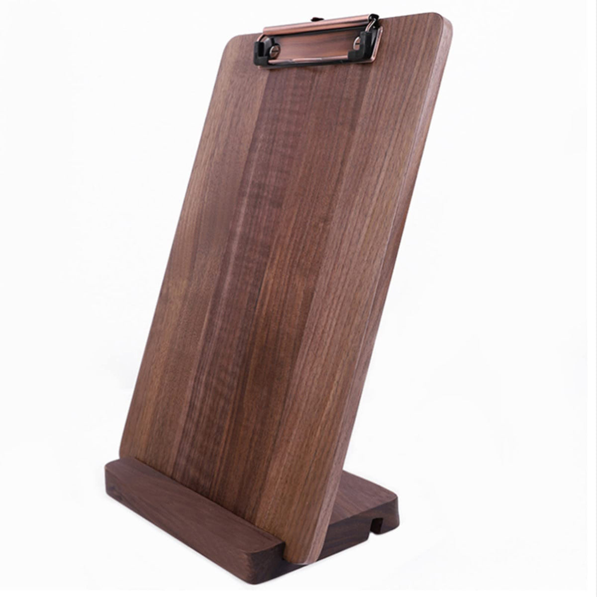 Solid Hardwood Walnut Clipboard with Stand Set - Ideal for Menu Display, Receipt Holder, and More for Restaurants, Bars, Coffee Shops, Self-Service BBQ, Tables, and Countertops