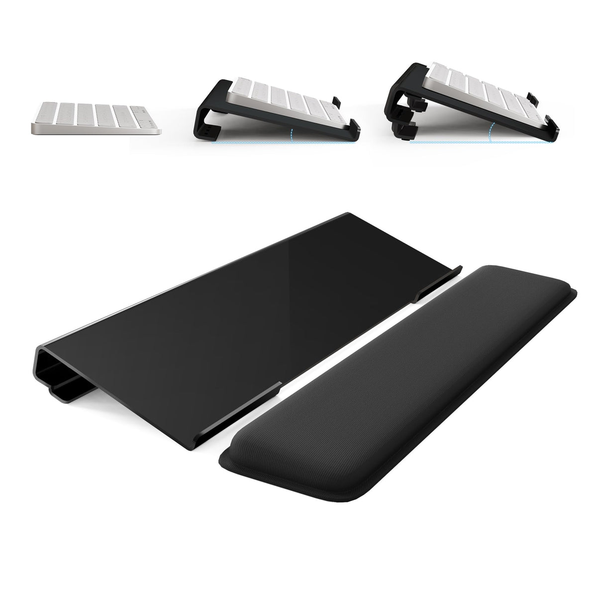 Laborio Computer Keyboard Stand for Desktop, 2-Level Height Adjustment Keyboard Wrist Rest, Non-Slip Key Board Riser Pad for Office, Gaming, and Home Desks