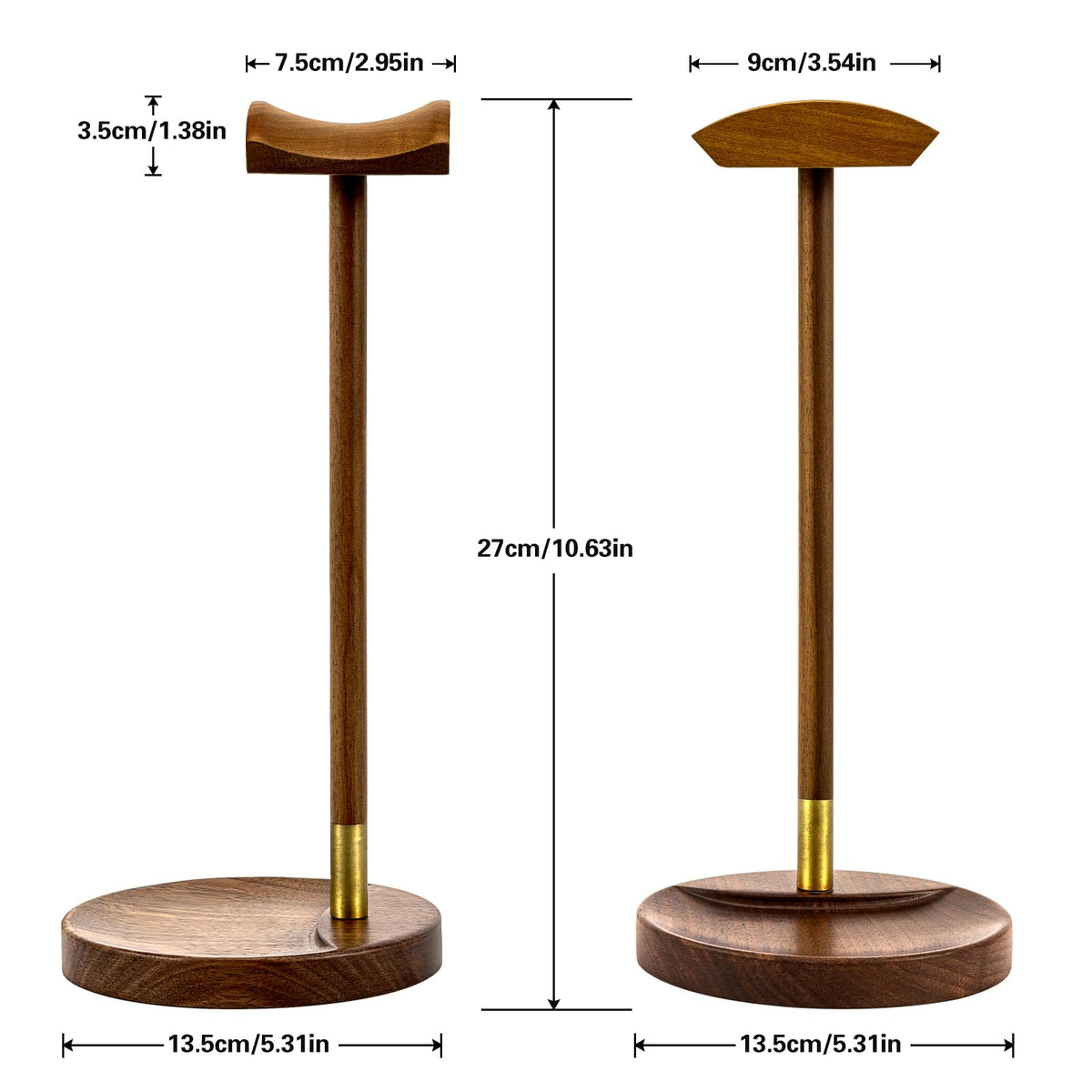 Plehood Headphone Stand for Desk, Solid Wood Gaming Headset Stand, Universal Wooden Headphone Stand Hanger, Wooden Headphone Holder with Storage Base for Airpod max and More