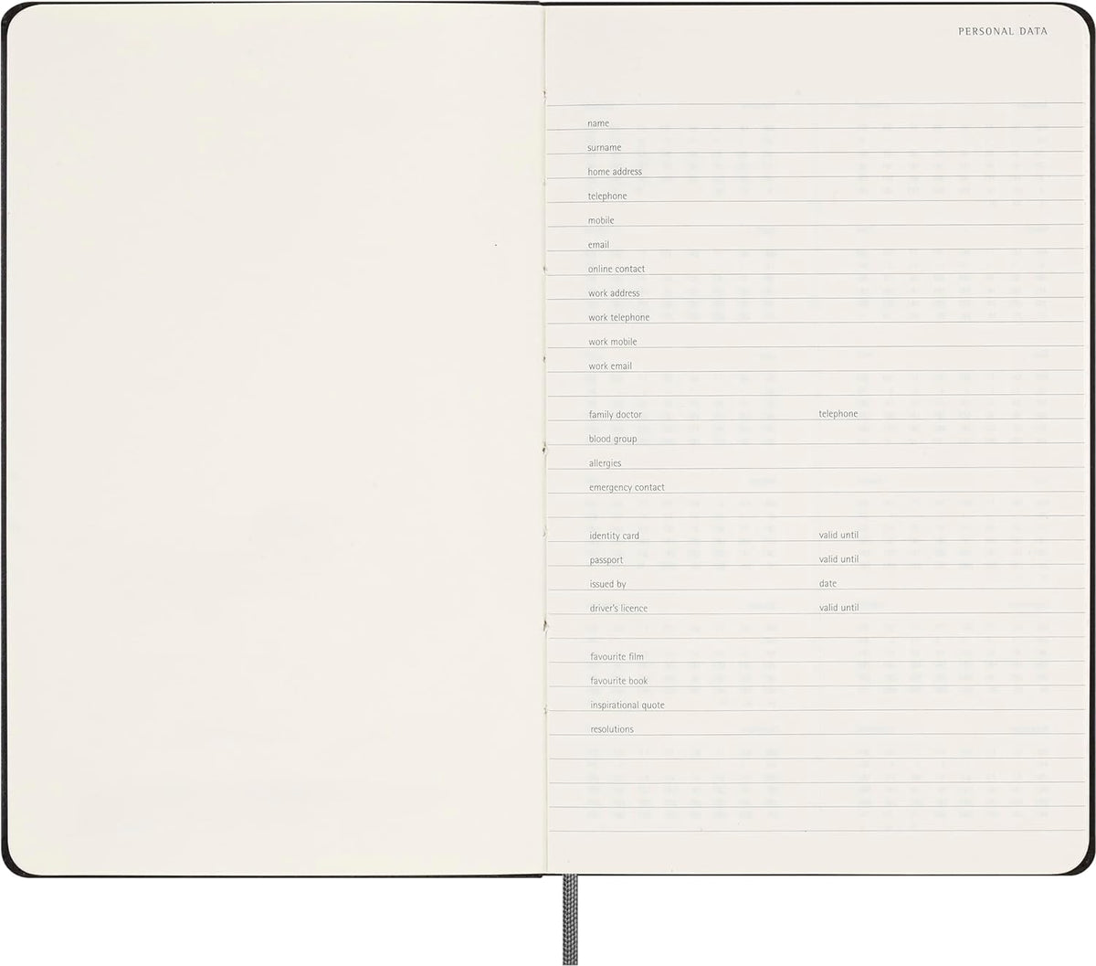 Moleskine Classic Weekly Undated Planner, Hard Cover, Large (5" x 8.25"), Black, 288 pages