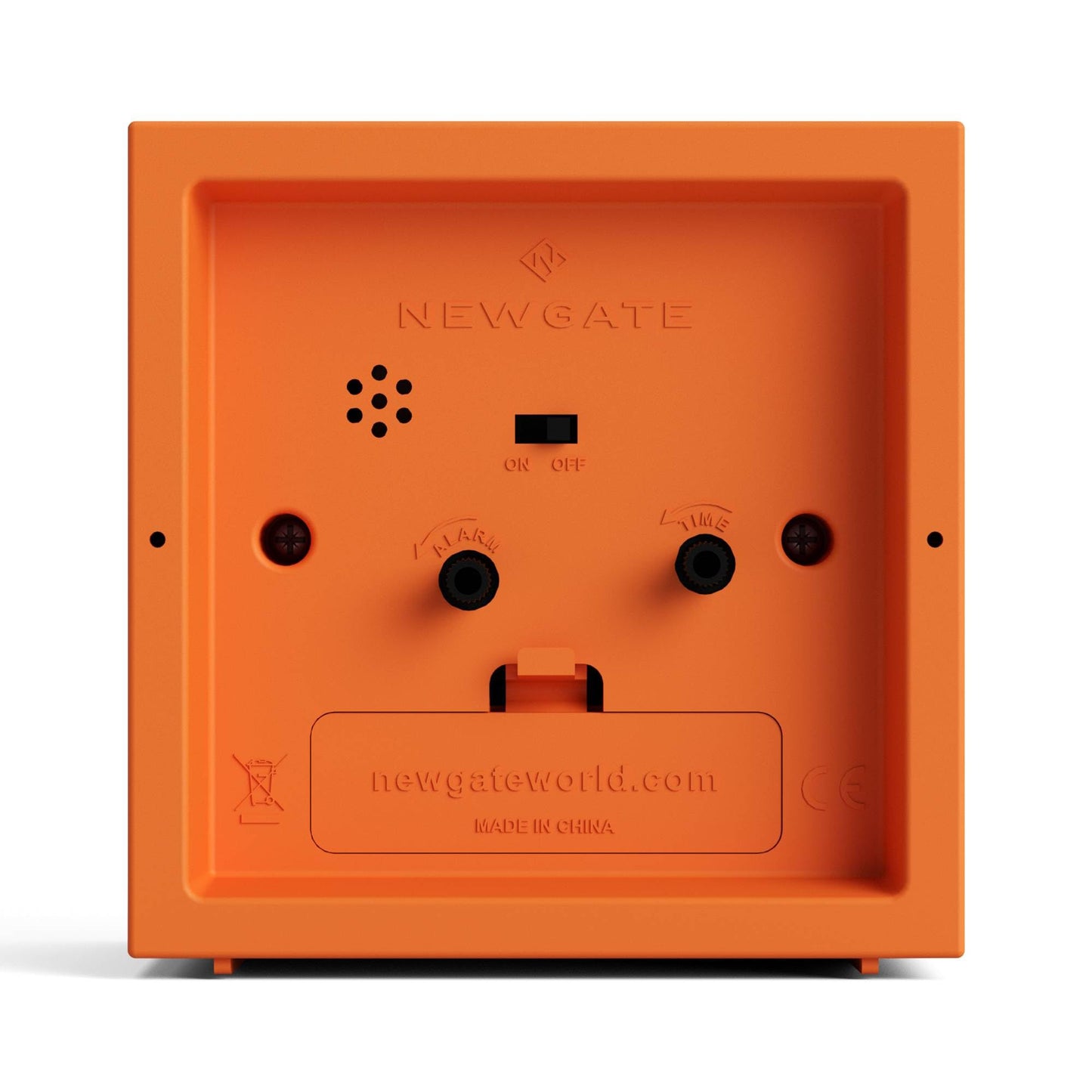 NEWGATE® Cube Alarm Clock | Design-led Cube Shaped Retro Alarm | Orange | Ideal for Bedside, Desk, Shelf & Mantel | Mid-Century Retro Bedroom & Office Accessory