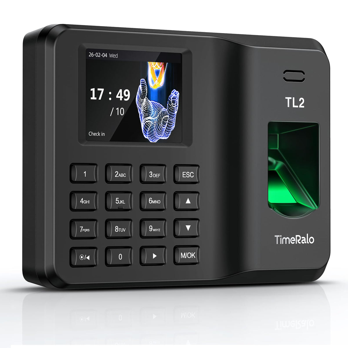 TimeRalo Biometric Time Clock for Employees, Fingerprint & PIN Standalone Punch Machine, Clock in Machine for Small Business with USB Data Transfer, No WiFi/Software/Monthly Fees