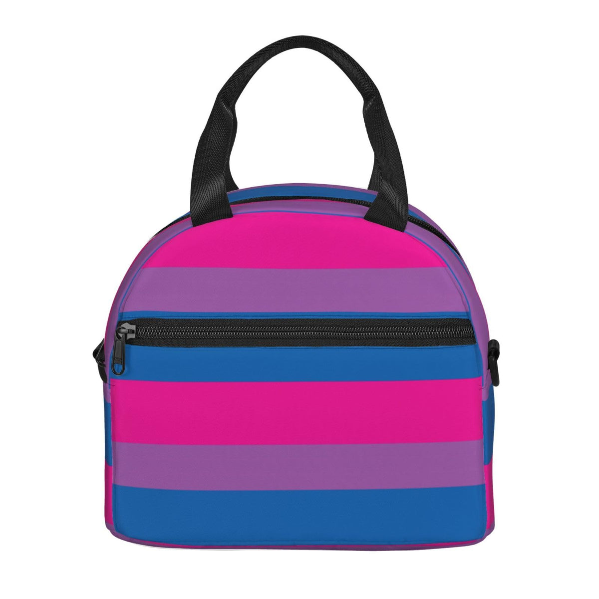 RISOIU Bisexual Pride Flag Lunch Box Insulated Lunch Bag Portable Zipper Cooler Tote Bag Adult Bento Box for Women Men Reusable Meal Organizer with Adjustable Strap for Work Office Picnic Travel