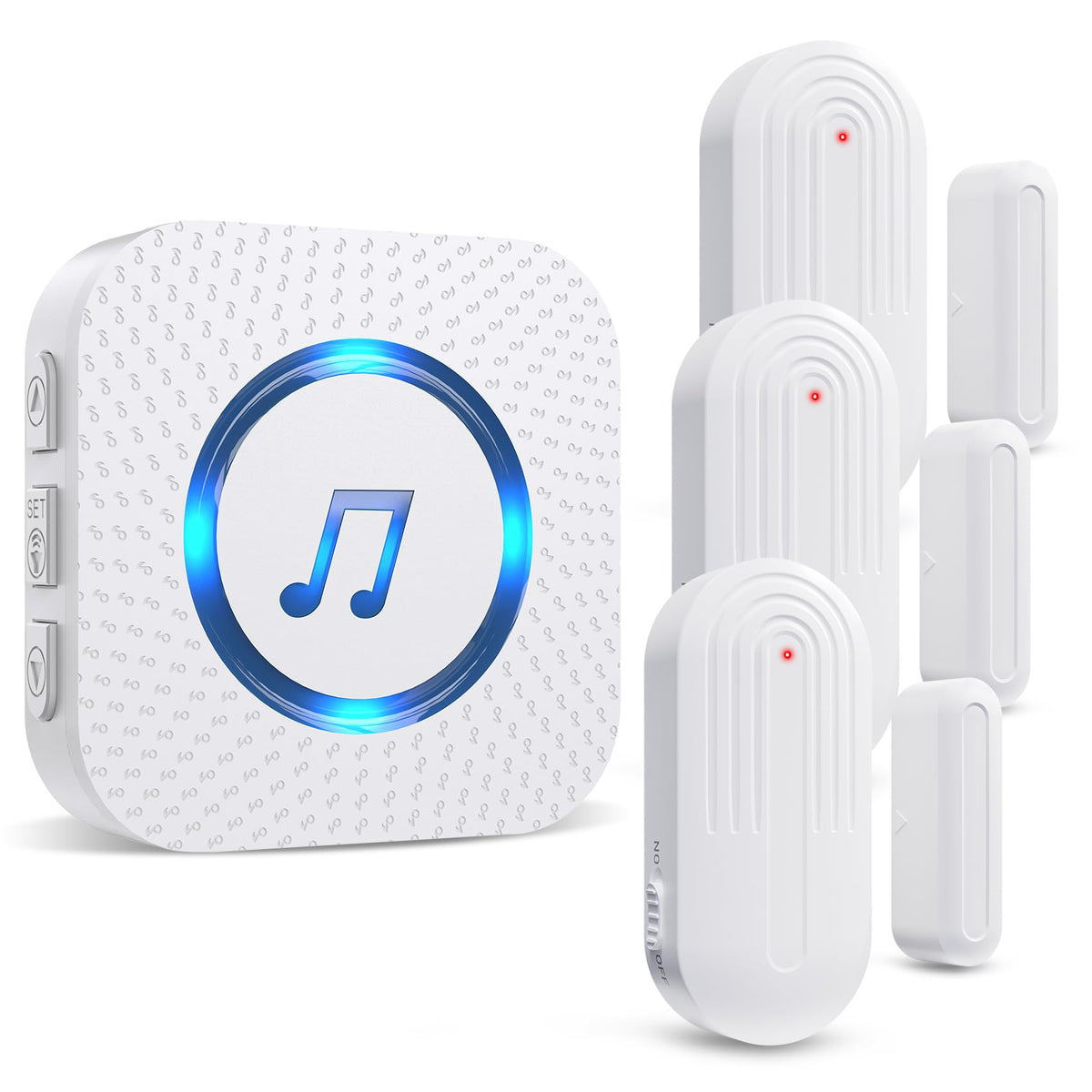SanJie Door Chime, Door Open Contact Sensor Alarm with 500 FT Range,26 Chimes 5 Adjustable Volume for Business/Store/Home/Office When Entering 3 Sensors + 1 Receiver
