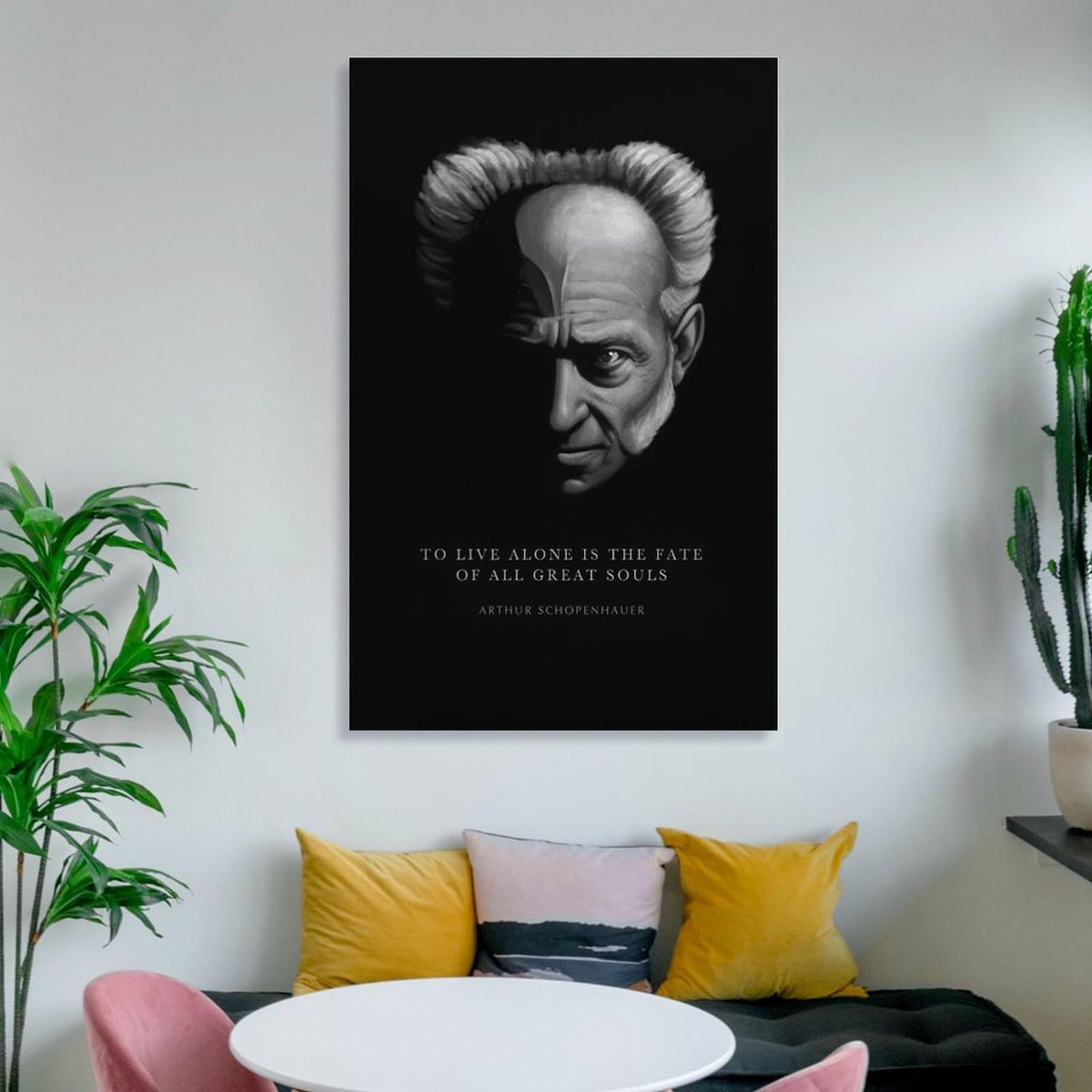 Arthur Schopenhauer Quote To Live Alone Fate Of Great Souls Canvas Printing Wall Art Scandinavian Bohemian Prints Wall Decor Posters for Living Room Bedroom Office Study 16x24inch(40x60cm)