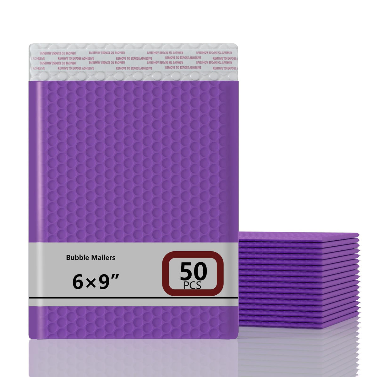 6x9 Inch Bubble Mailer 50 Pack, Waterproof Padded Envelopes with Strong Self-Seal Adhesive, Cushioning Shipping Bags with Bright Color for Small Business - Purple