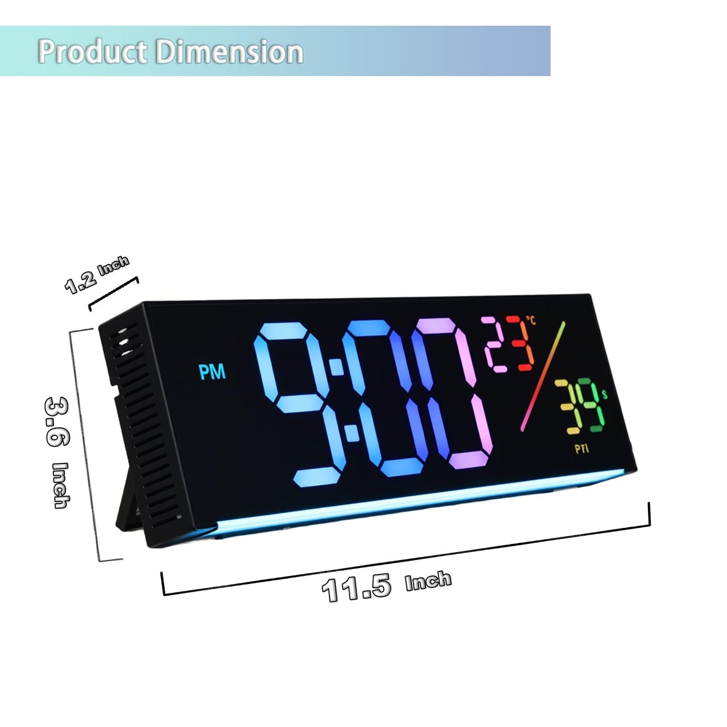 11-Inch LED Digital Wall Clock with RGB Flowing Light, Seconds,Date,Time,Temperature｜Large Clear Display, Countdown Timer,Dual Alarms,Remote Control｜Silent Modern Clock for Bedroom, Living Room,Office