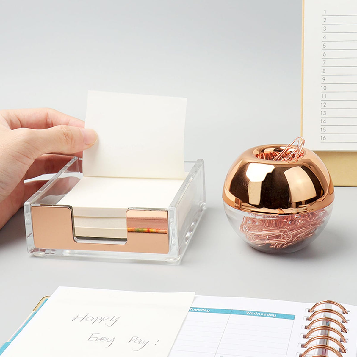 Rose Gold Paper Clip Holder Magnetic Paper Clips Dispenser with 100pcs Paperclips for Desk Office School Home Organizers Accessories Gift Idea (Rose Gold)