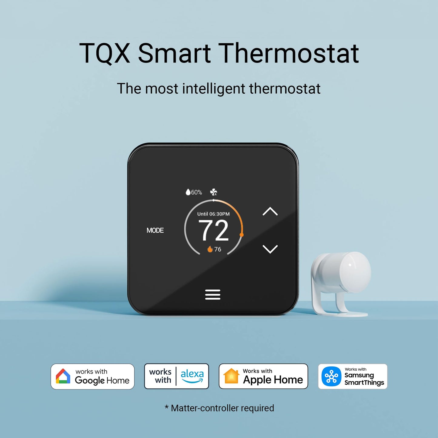 Lux TQX Thermostat with Remote Sensor, WiFi Thermostat Works with Matter, Alexa, Apple Home, Google, App & Voice Control, Programmable Smart Thermostat, C-Wire and wall Plates Included