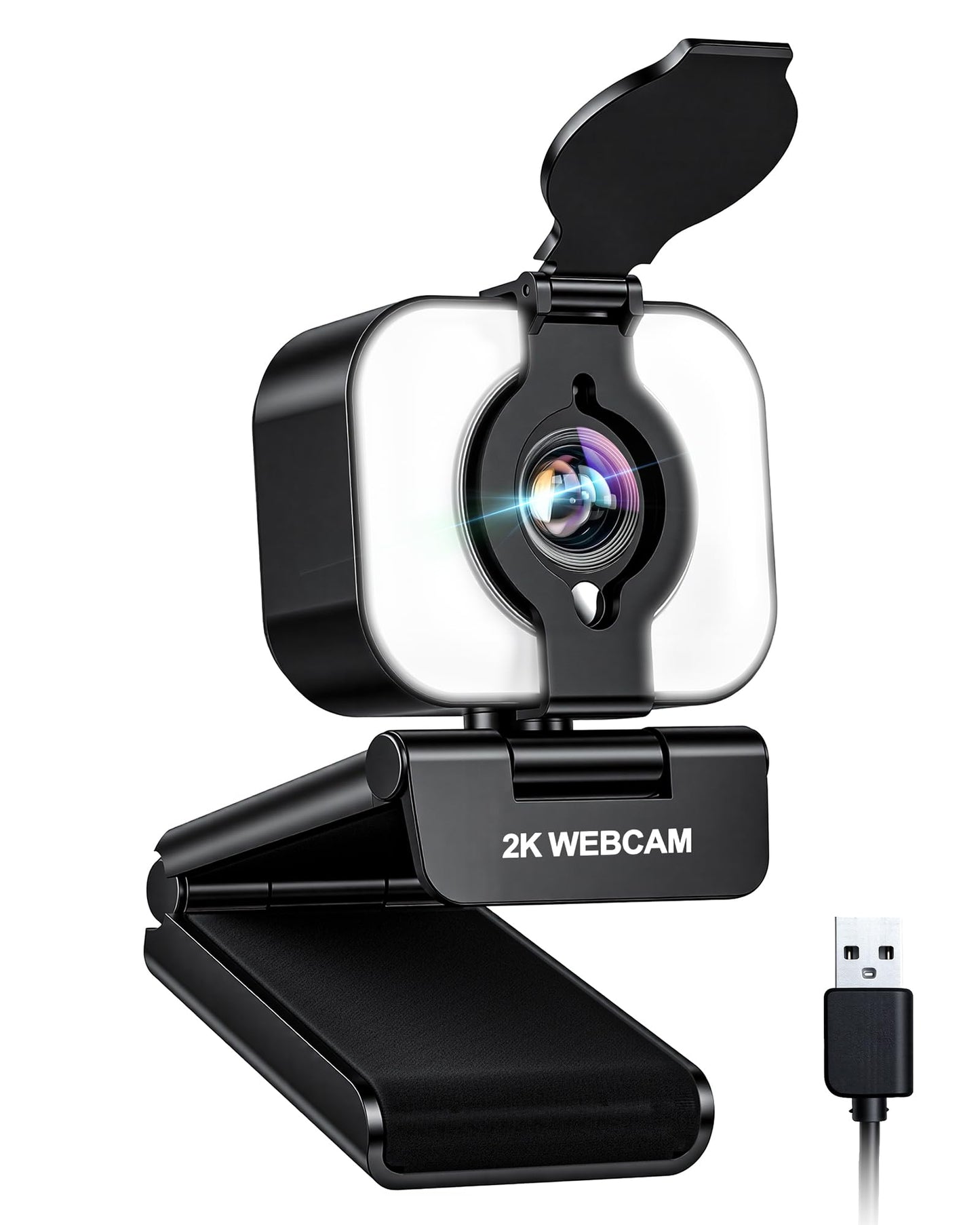 Atatat 2K Webcam for PC with Microphone & Light & Privacy Cover, Web Camera for Desktop/Laptop/Monitor/Mac, Autofocus USB Computer Camera for Zoom/Skype/Teams/Video Calling/Meeting/Streaming
