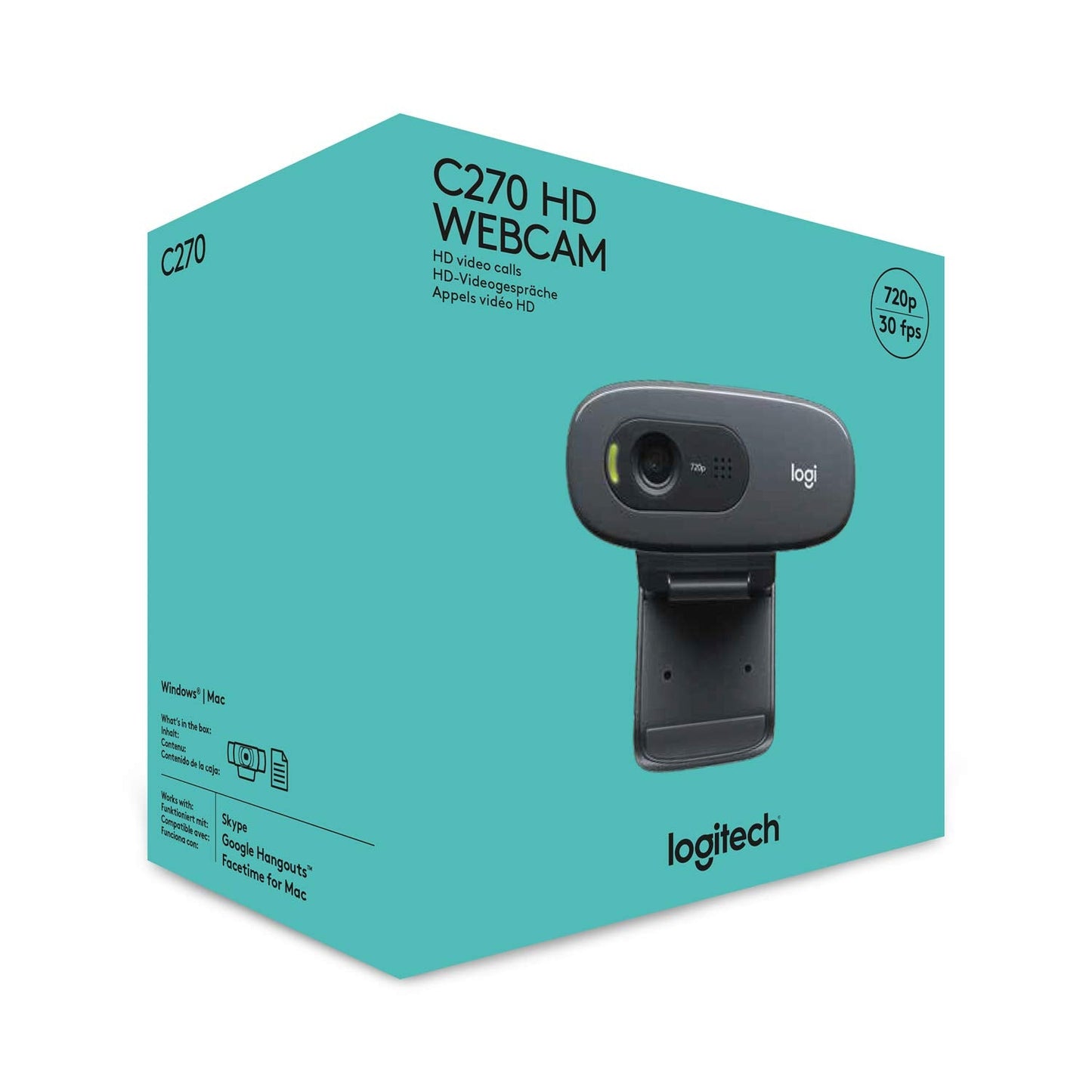 Logitech C270 HD Webcam, 720p, Widescreen HD Video Calling, Light Correction, Noise-Reducing Mic, Works with Zoom, Nintendo Switch 2’s new GameChat Mode, PC/Mac/Laptop/MacBook/Tablet - Black