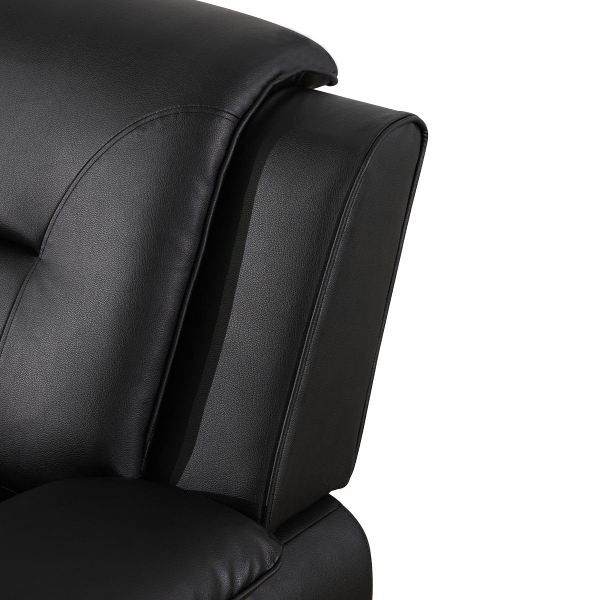 UOCFYK Lounge Comfy Faux Leather Sectional Sofa Modern Couch for Small Living Room/Dorm/Bedroom/Office/Apartment for Small Spaces, (Black-2, Three-Piece)