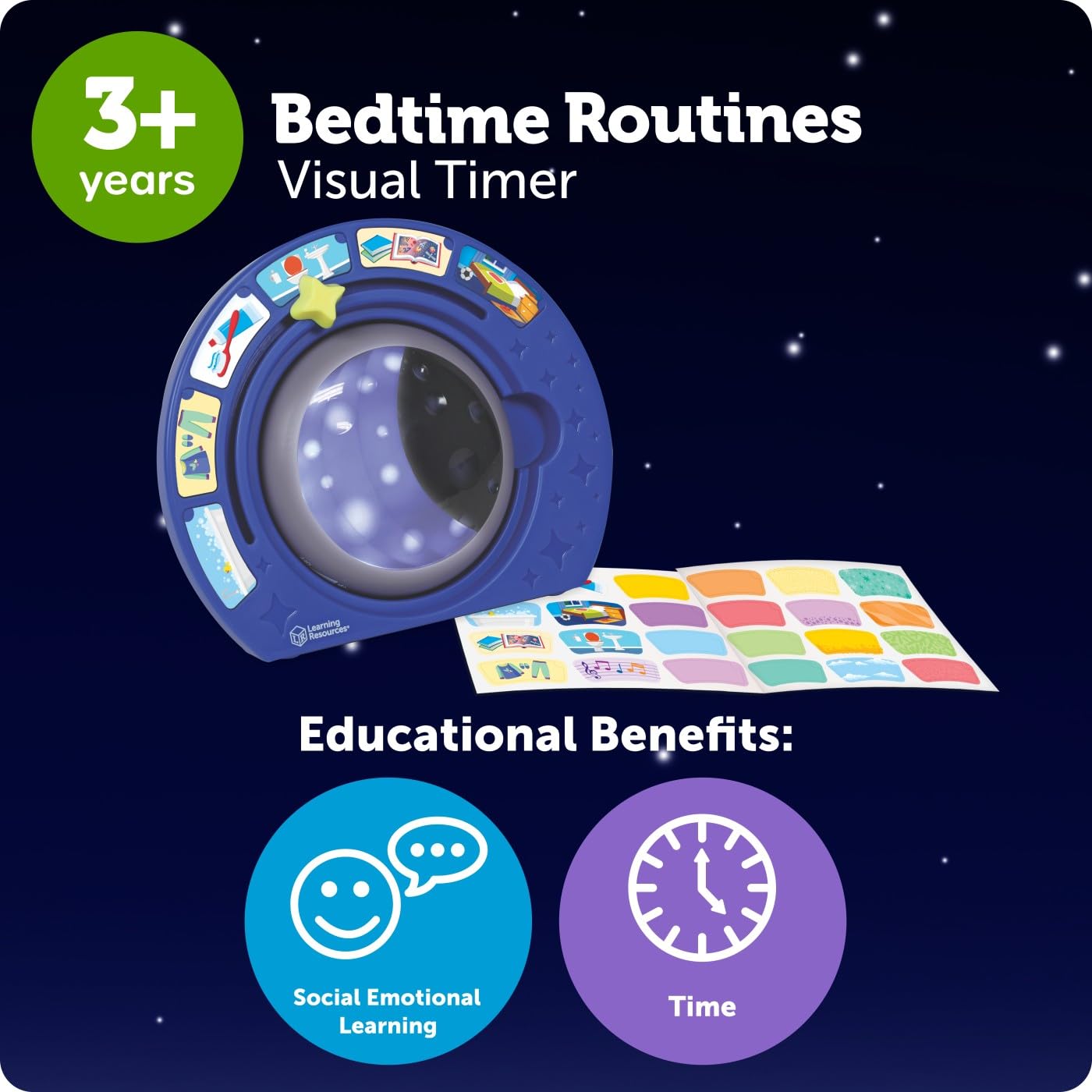 Learning Resources Bedtime Routines - Visual Timer for Kids, Night Light, Time Management Tools for Daily Organization, Count Down Clock, Homeschool Supplies