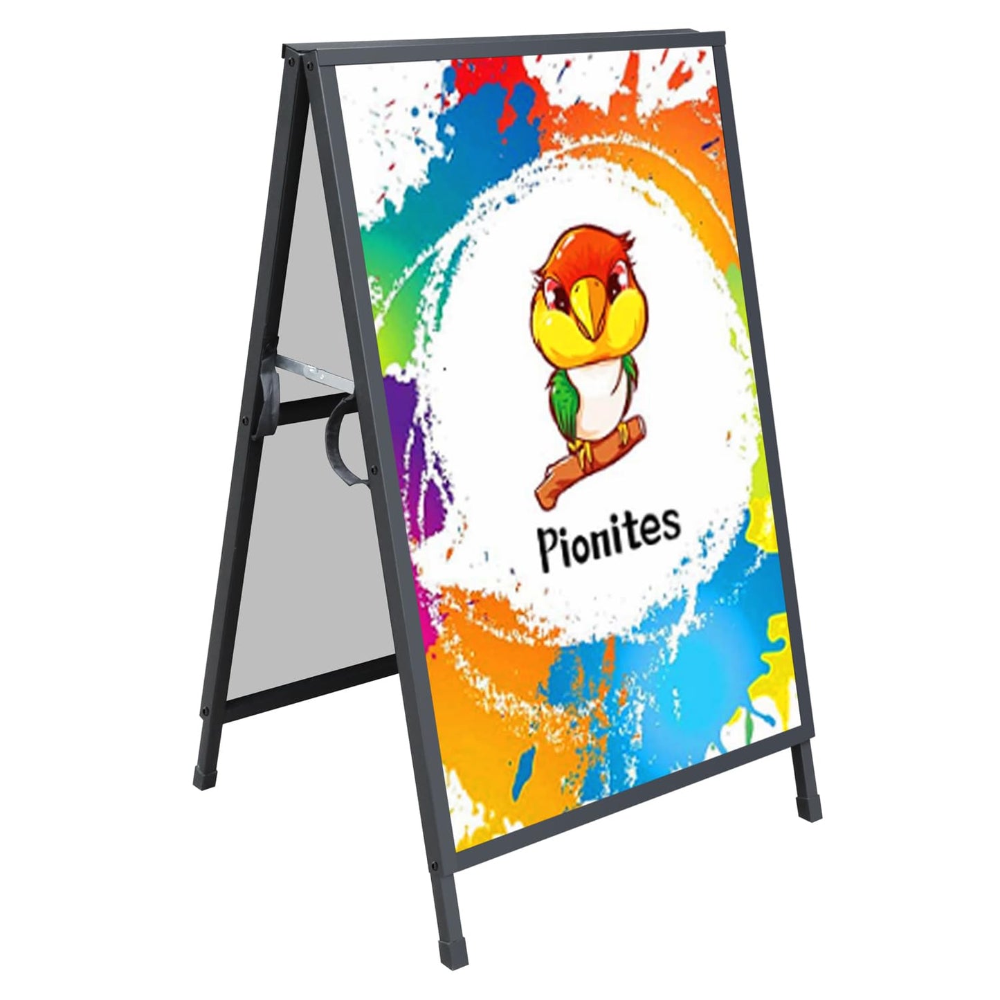 Pionites Heavy Duty Slide-in Folding A Frame Sign Sidewalk Sign 24x 36 Inch Steel Metal Double-Side Pavement sign Corrugated Plastic Poster (1, Black, 24''X36''(Frame Only))