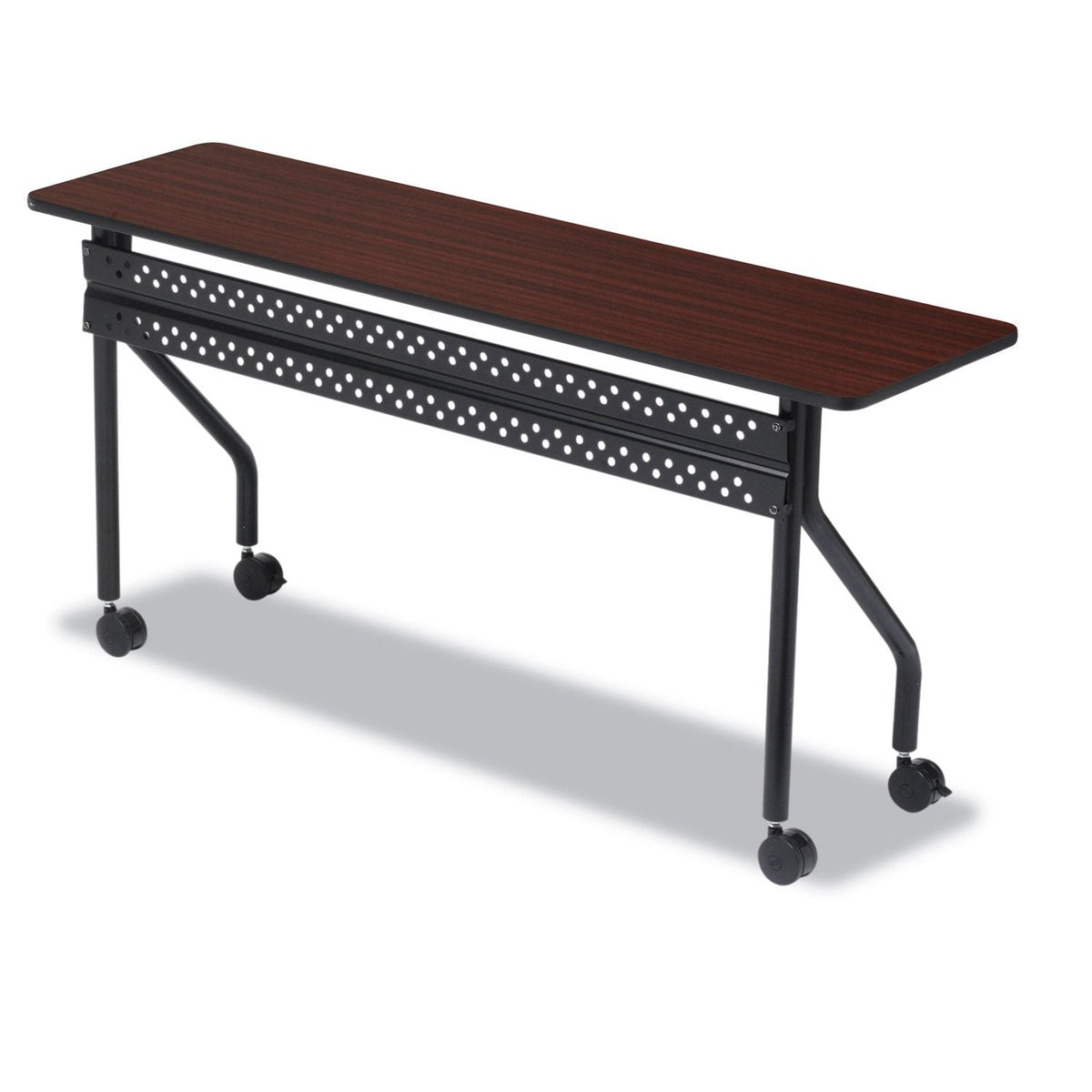 Iceberg OfficeWorks Premium Mobile Training Table – 72” Rectangular Desk with Locking Wheels, Mahogany Top & Black Frame – Rolling Conference Table for Offices, Classrooms, or Workspaces