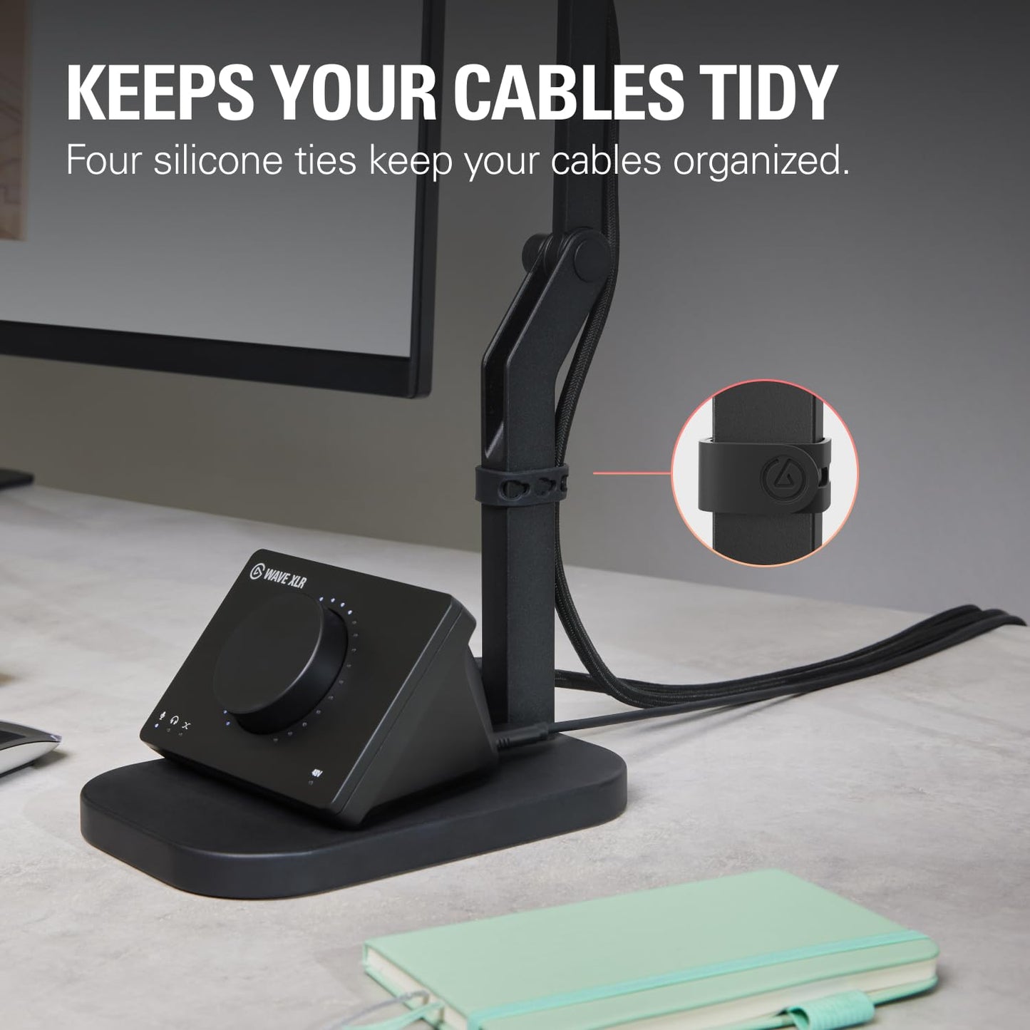 Elgato Wave Desk Stand - Adjustable Mounting Arm for Microphones, Works, HyperX, Rode, Fifine, Shure and More Mics, Compatible 1/4, 3/8 & 5/8 Thread, for Recording/Podcasting/Streaming, Black