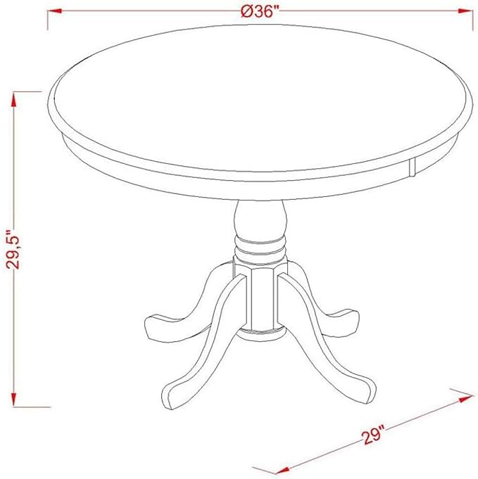 East West Furniture AMT-NBK-TP Antique Mid-Century Modern Dining Table