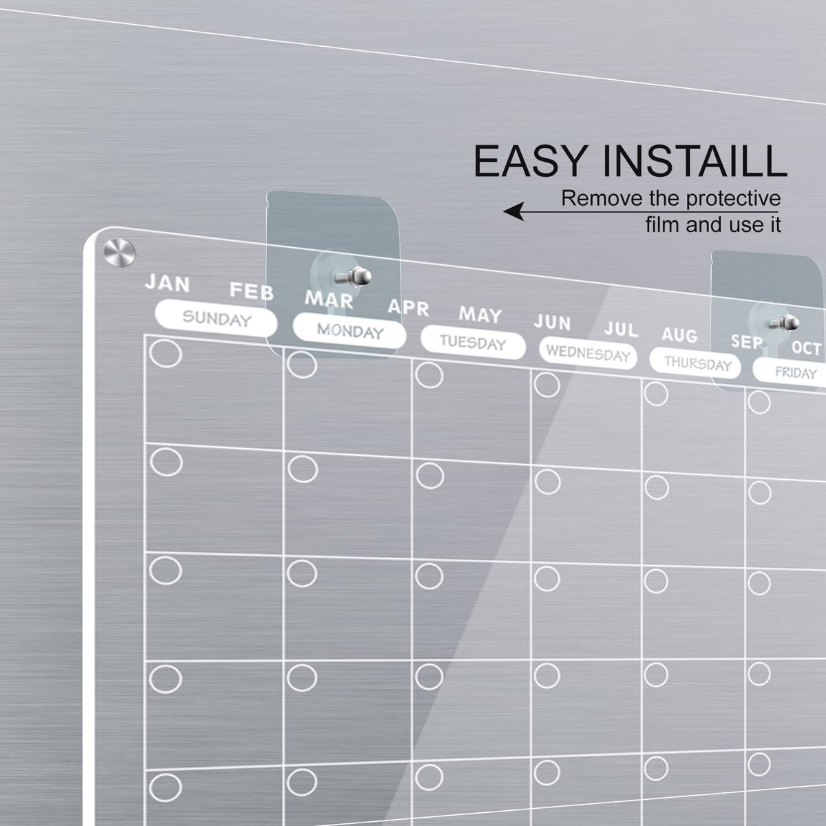 FAZHENWJ Acrylic Magnetic Dry Erase Calendar Board for Fridge, 16"X12" - Erasable Monthly and Weekly Planner with to-Do List, Includes 6 Markers and Eraser