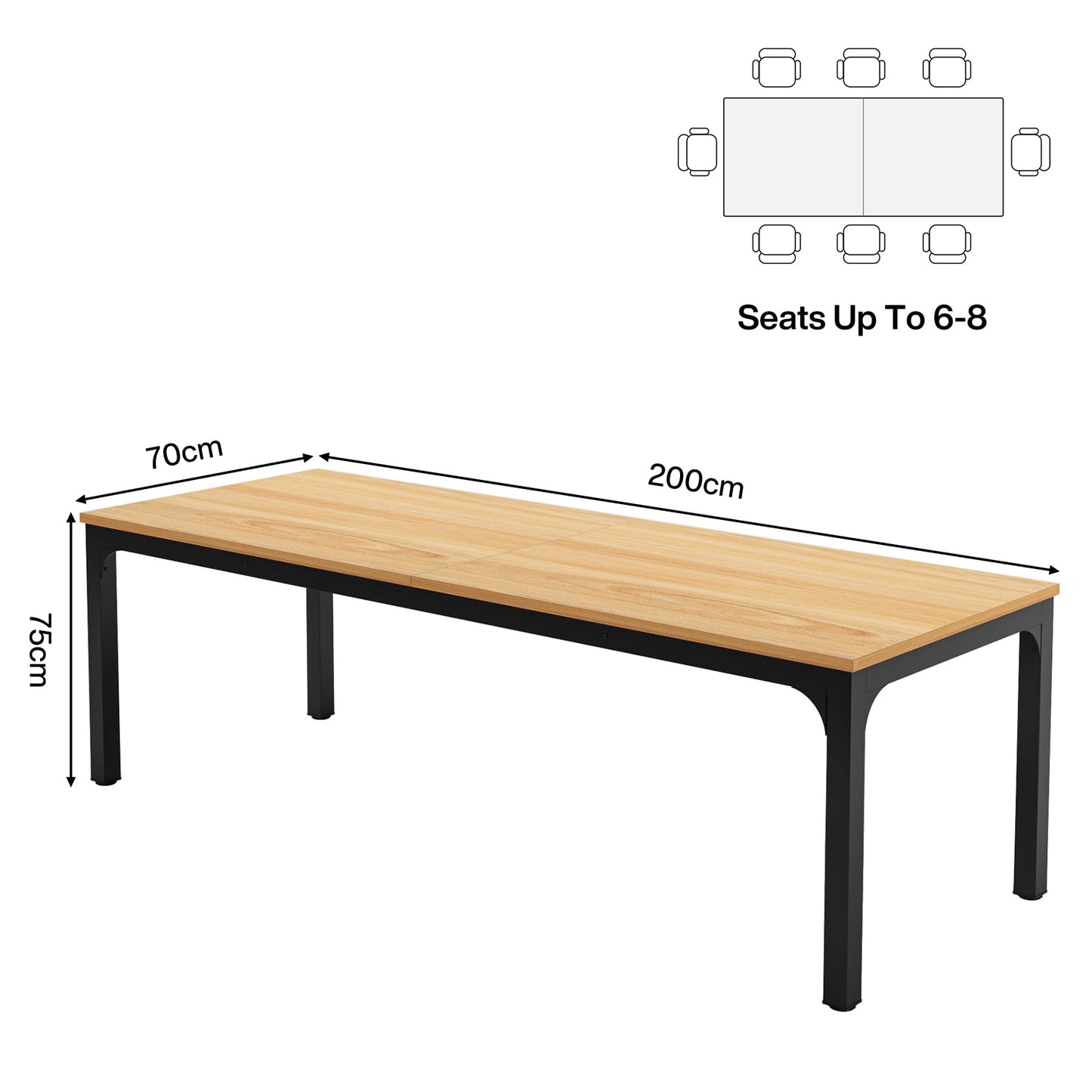 Tribesigns 6.5 FT Conference Room Table, 78.74" W x 27.56" D Large Office Conference Table, Modern Seminar Meeting Table Desk for Boardroom, Meeting Room (1, Natural)