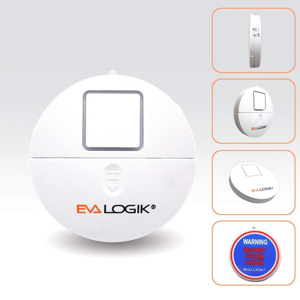 EVA LOGIK Modern Ultra-Thin Window Alarm with Loud 120dB Sound and Vibration Sensors Compatible with Virtually Any Window, Glass Break Alarm Perfect for Home, Office, Dorm Room- 4 Pack