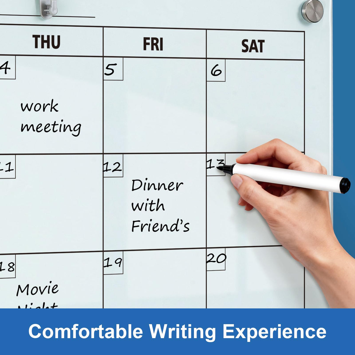 Glass Dry Erase Calendar for Wall, 48 x 36 Inches Magnetic Glass Monthly Calendar Whiteboard, 4' x 3' Frameless Planner Board for Office, Home, School